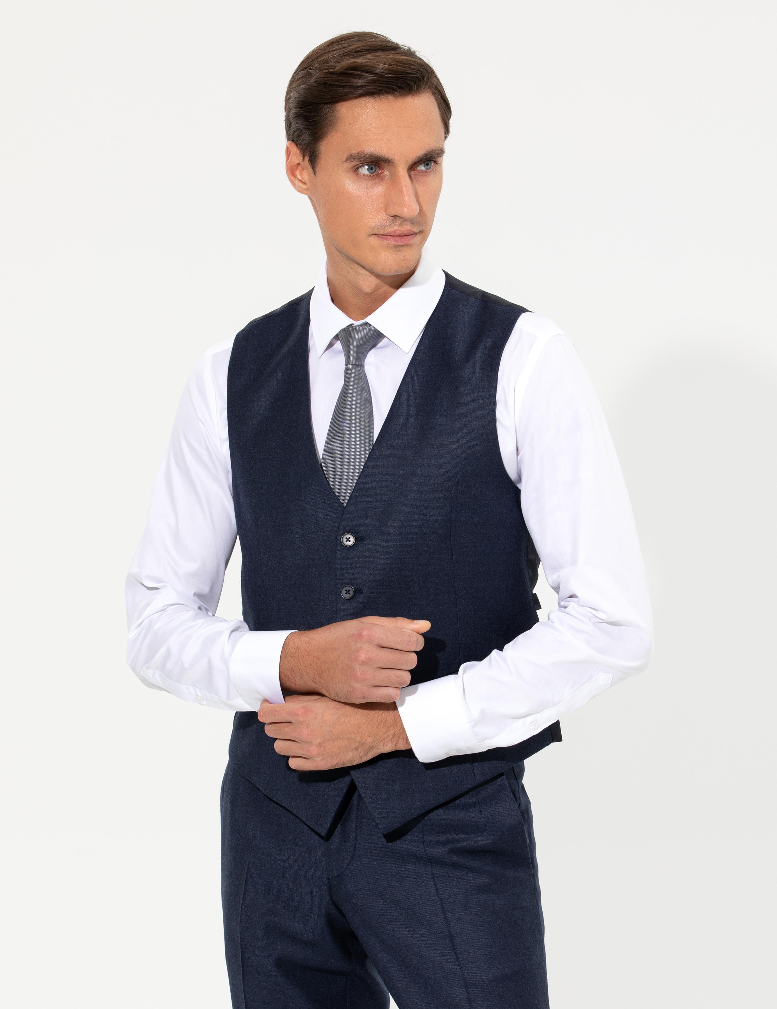Lacivert Slim Fit Yelek - 50257927006