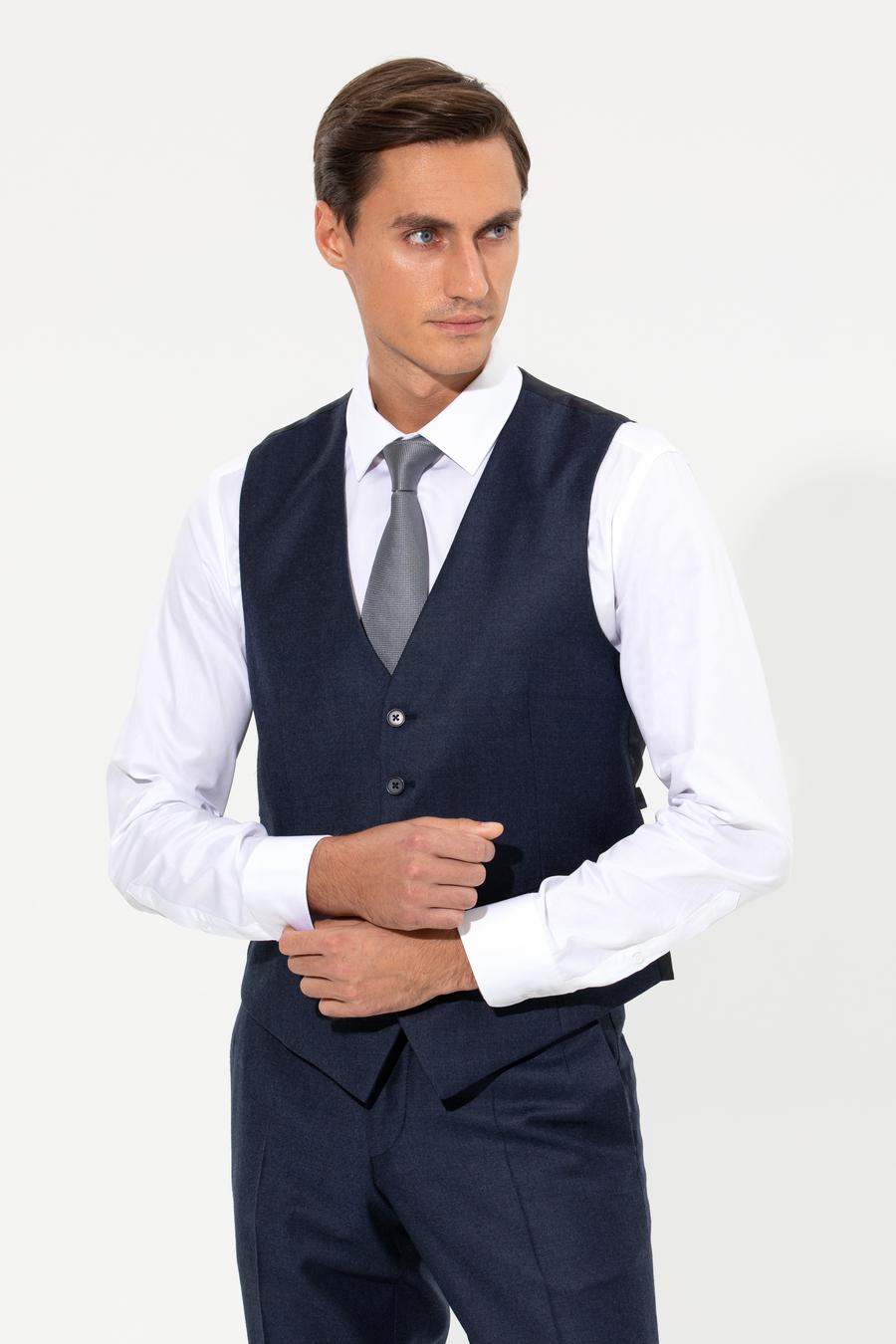Lacivert Slim Fit Yelek - 50257927006