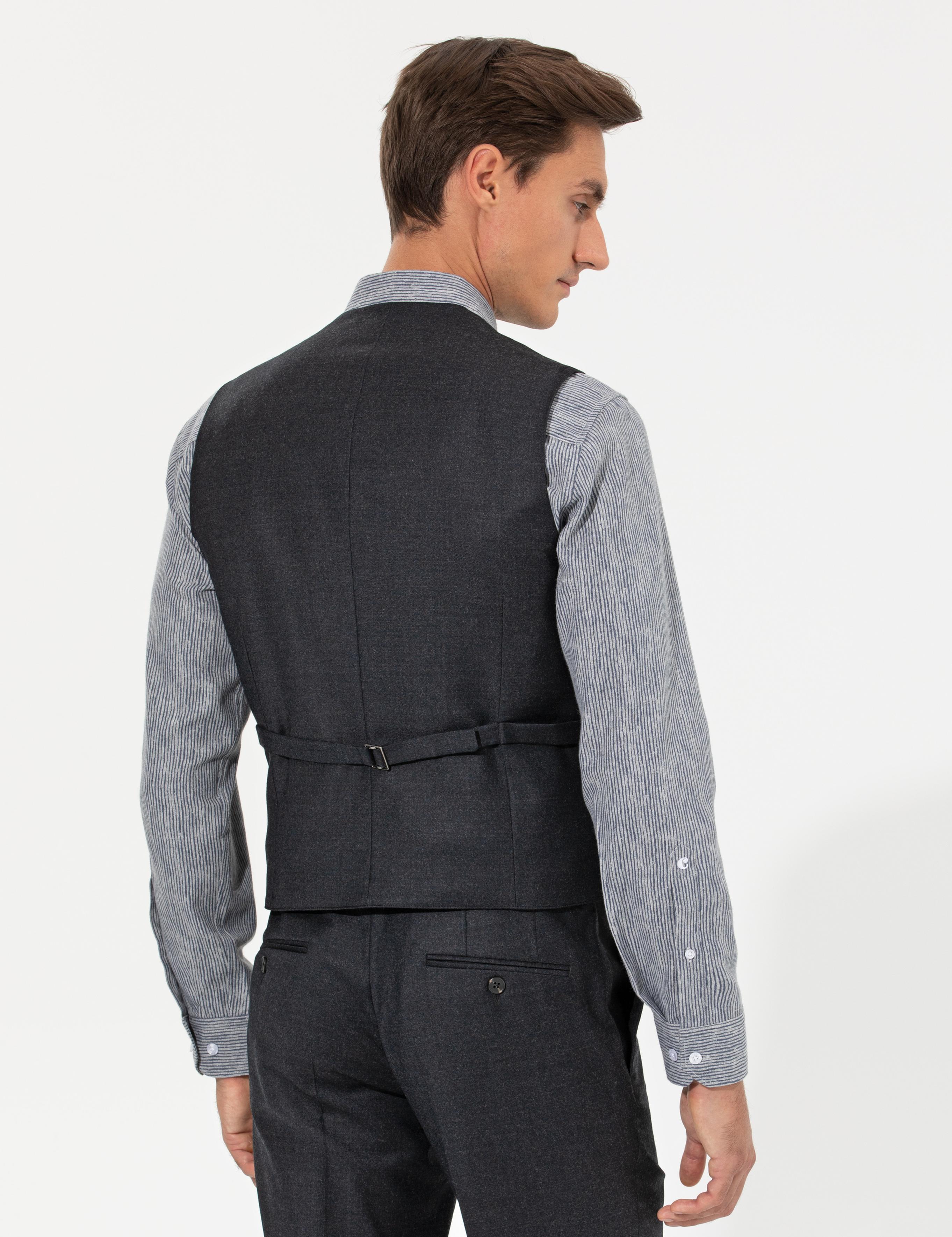 Siyah Slim Fit Yelek - 50257927016