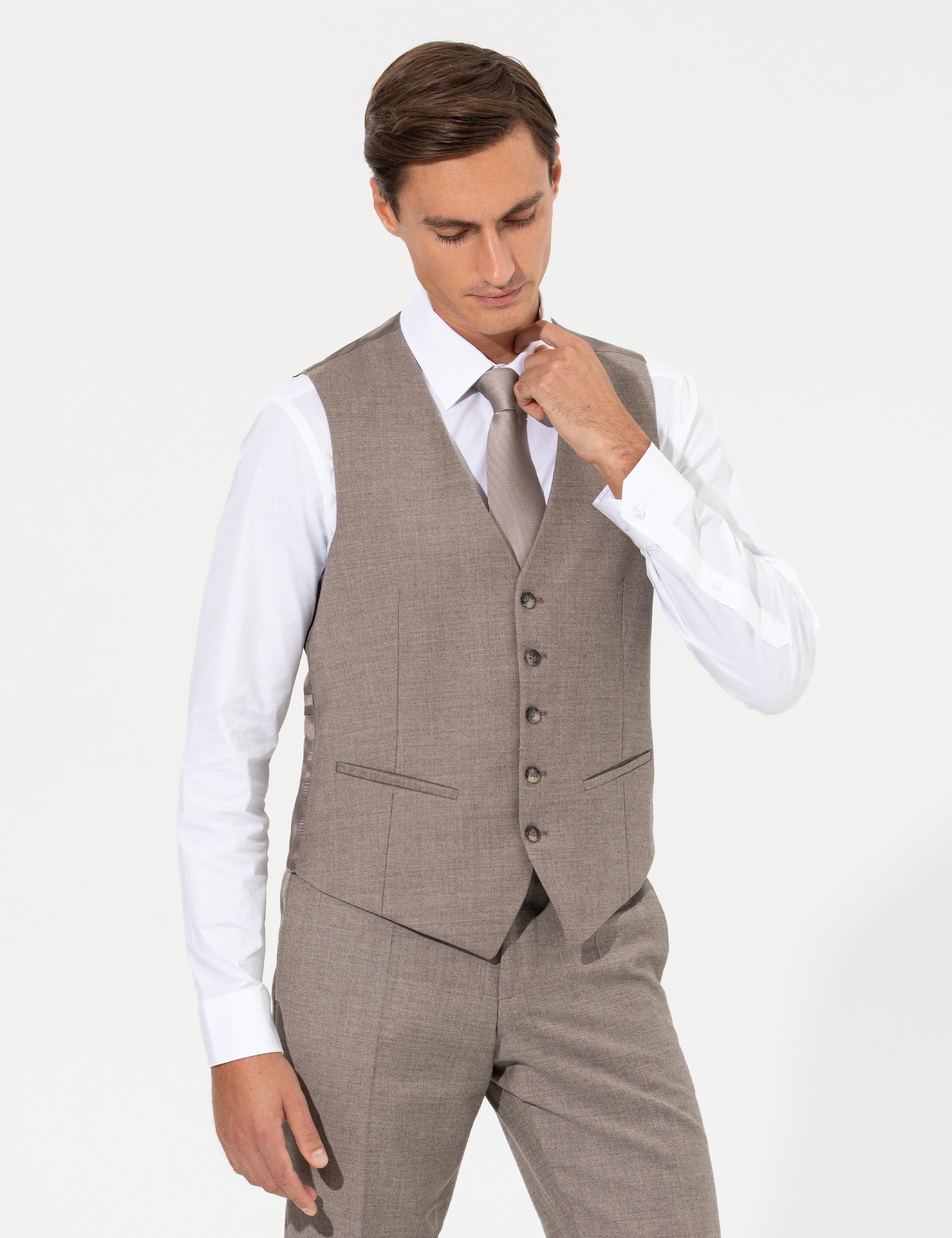 Bej Slim Fit Yelek - 50257927039