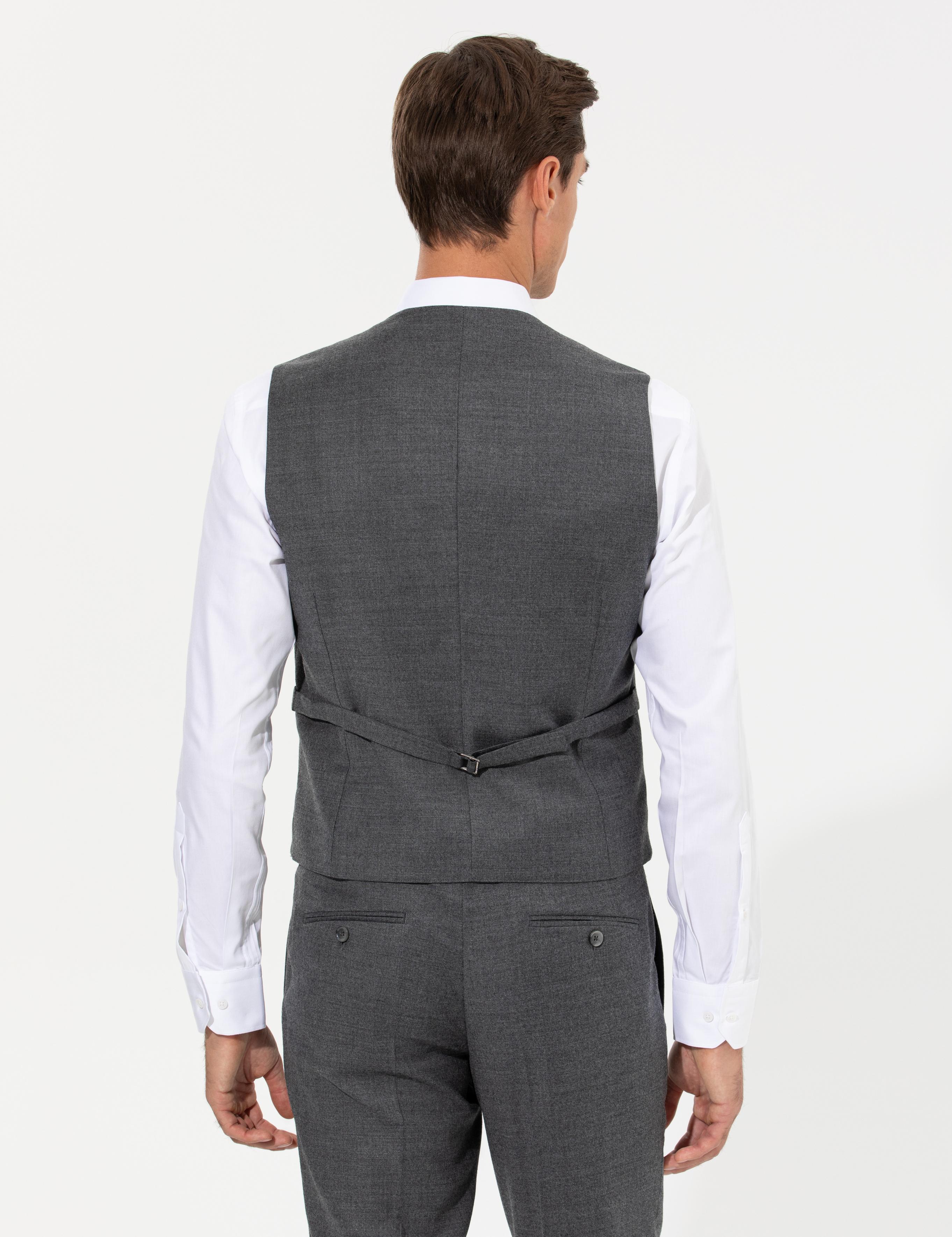 Gri Slim Fit Yelek - 50257927054