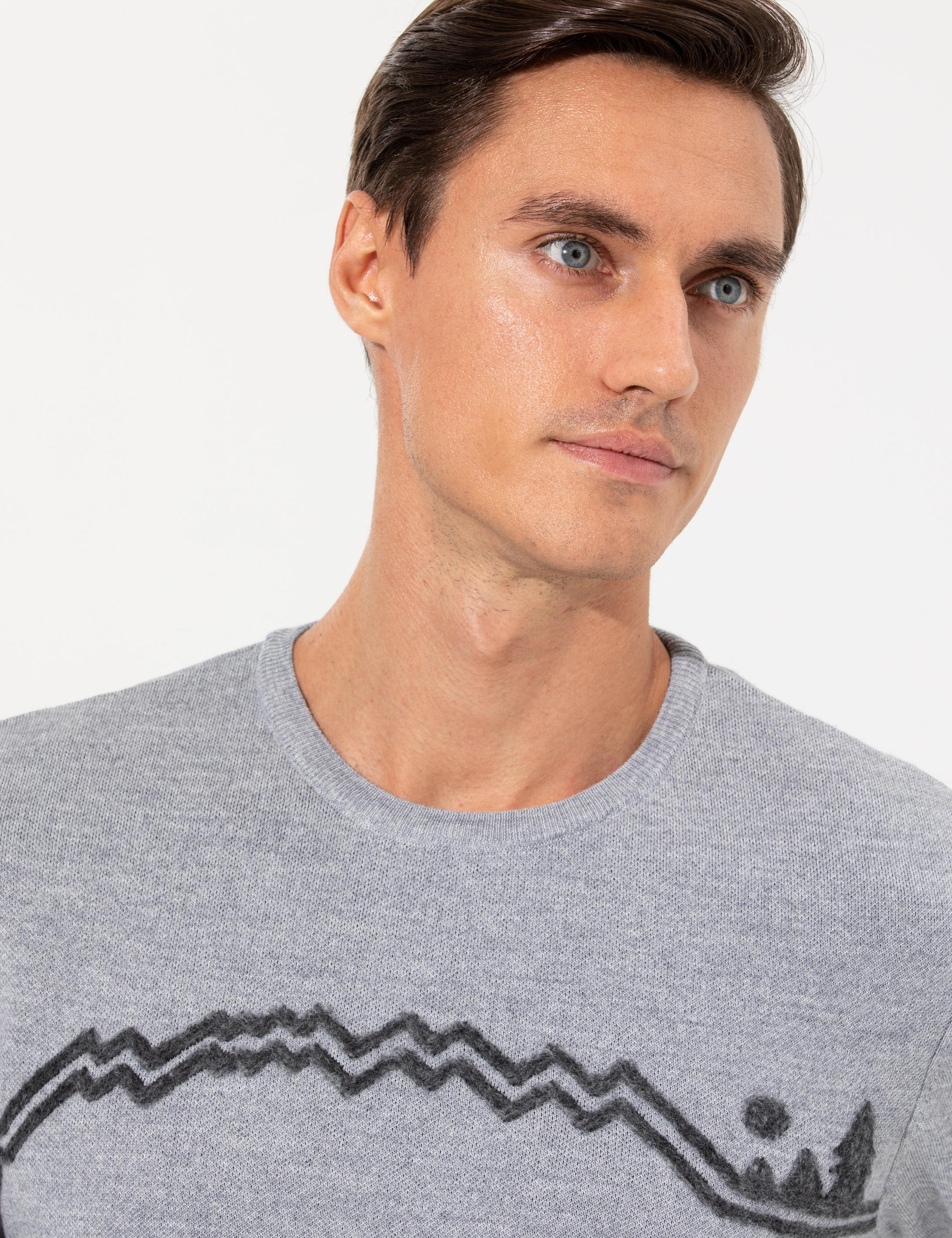 Gri Slim Fit Bisiklet Yaka Triko Kazak - 50259268008