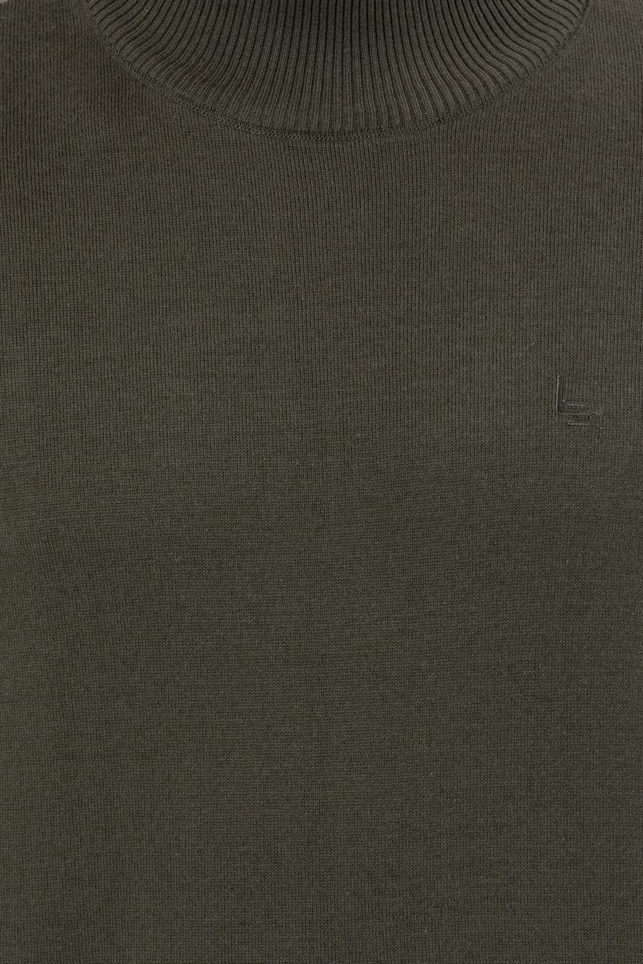 Haki Slim Fit Yarım Balıkçı Basic Triko Kazak - 50258895029