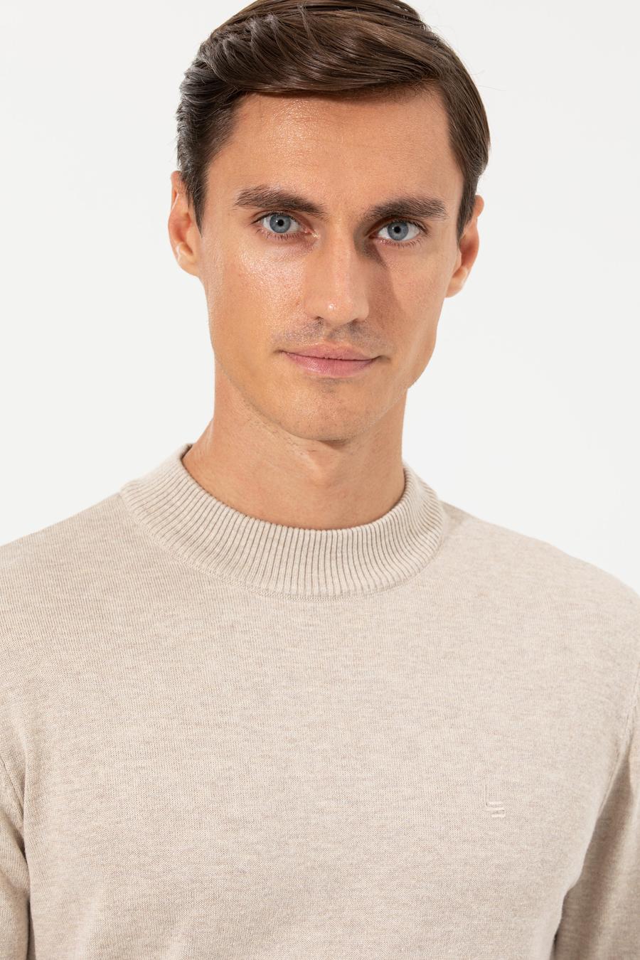 Kum Melanj Slim Fit Yarım Balıkçı Basic Triko Kazak - 50259098025