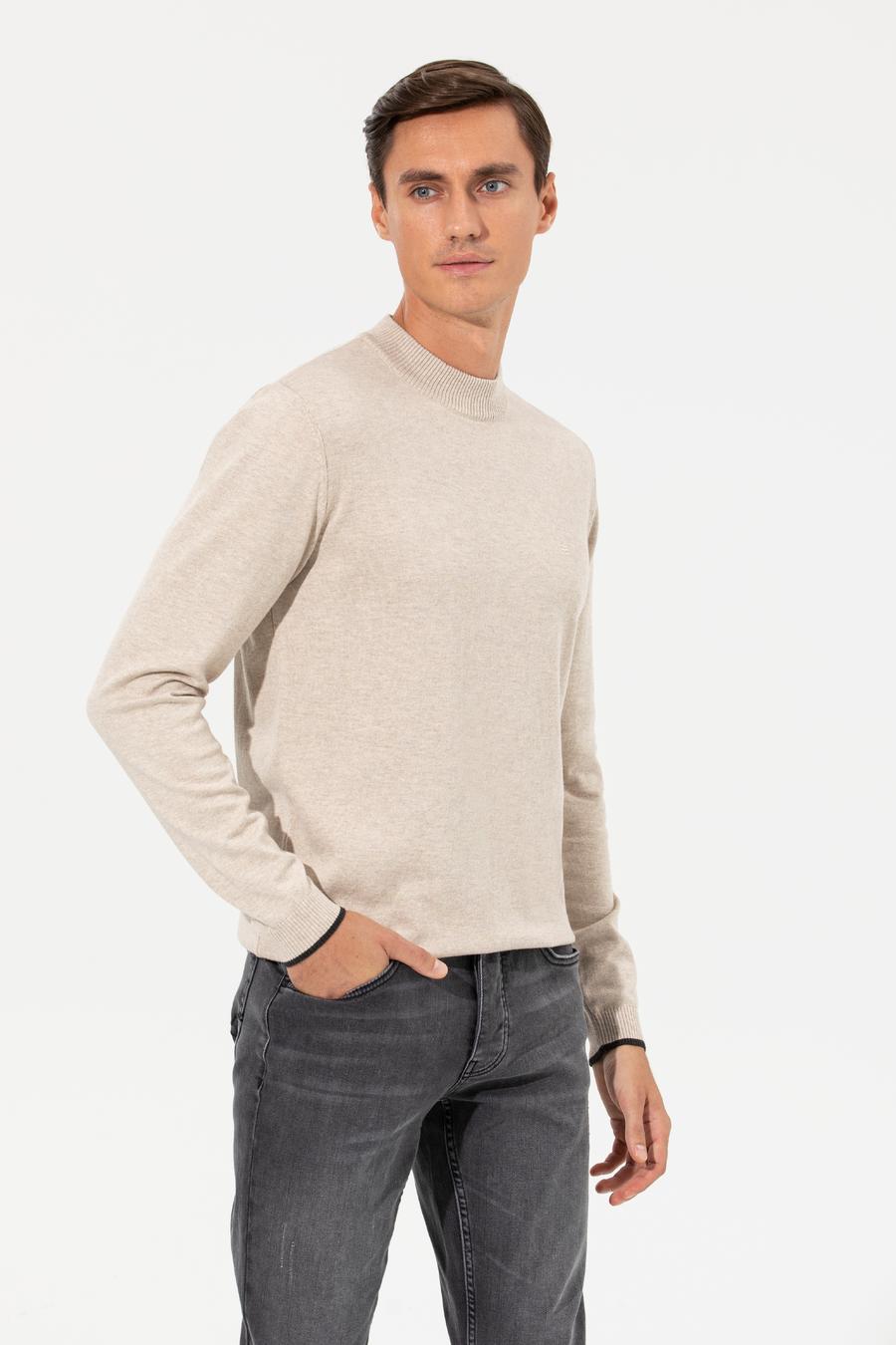 Kum Melanj Slim Fit Yarım Balıkçı Basic Triko Kazak - 50259098025