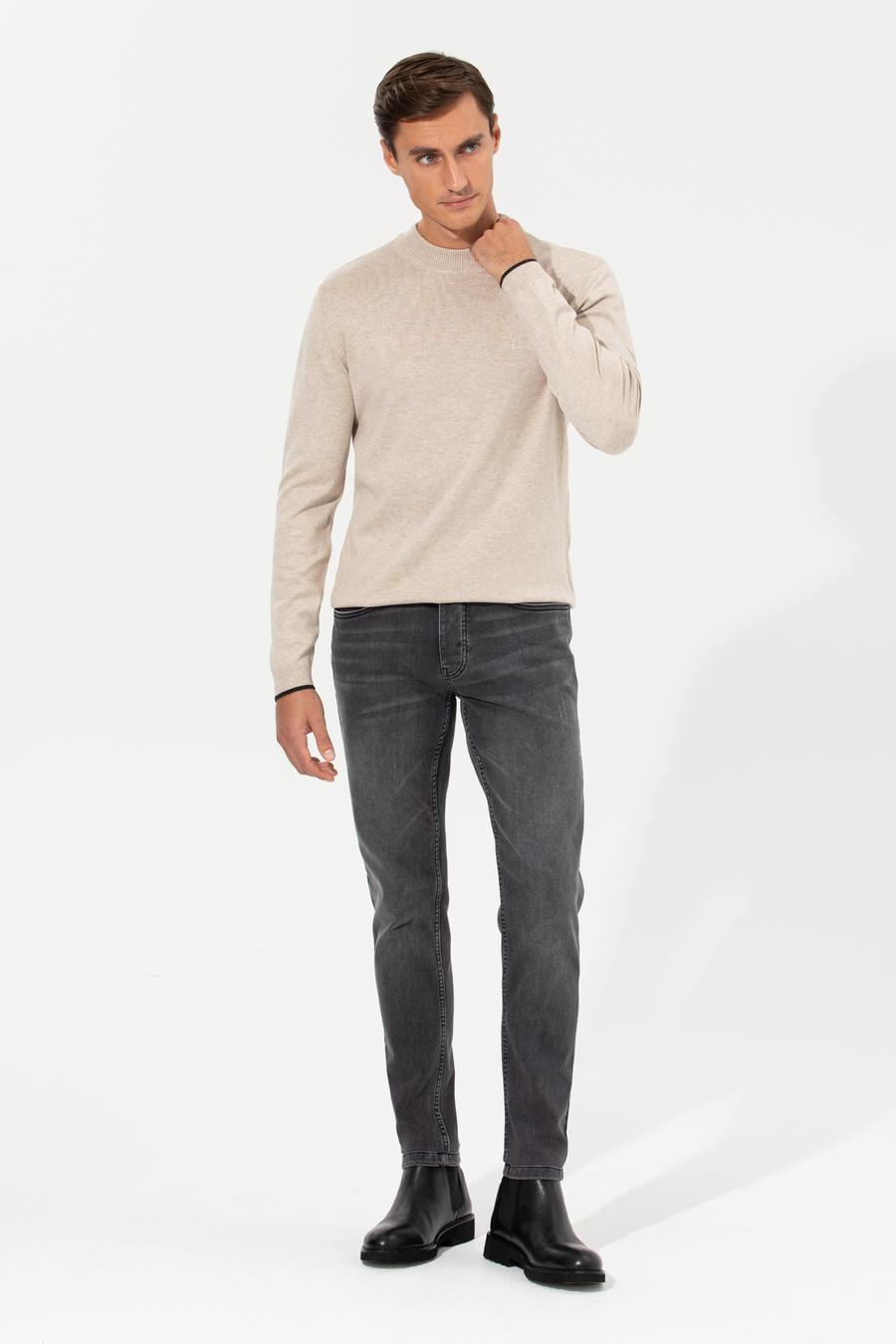 Kum Melanj Slim Fit Yarım Balıkçı Basic Triko Kazak - 50259098025