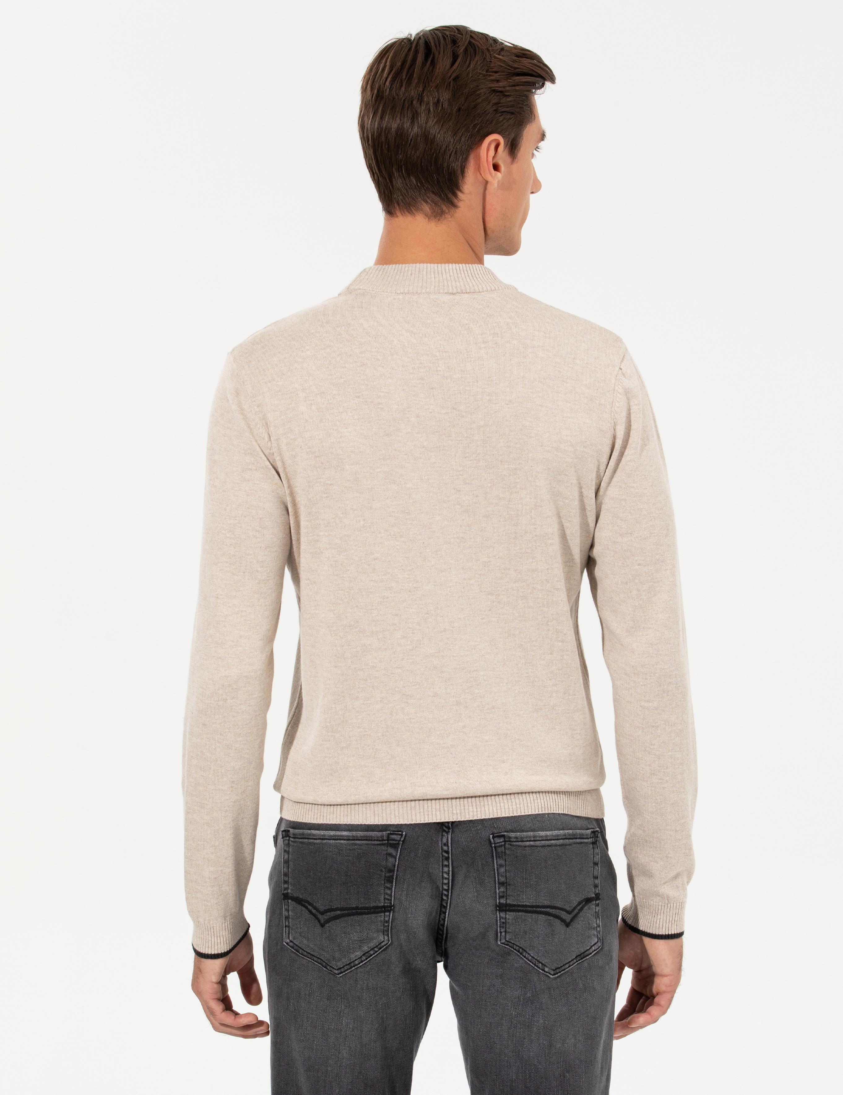Kum Melanj Slim Fit Yarım Balıkçı Basic Triko Kazak - 50259098025