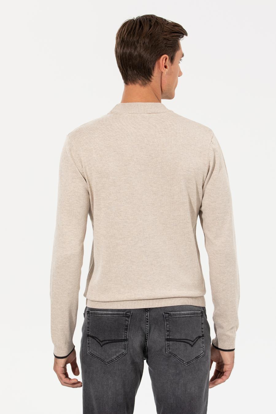 Kum Melanj Slim Fit Yarım Balıkçı Basic Triko Kazak - 50259098025