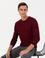 Bordo Slim Fit Yün Karışımlı Bisiklet Yaka Triko Kazak