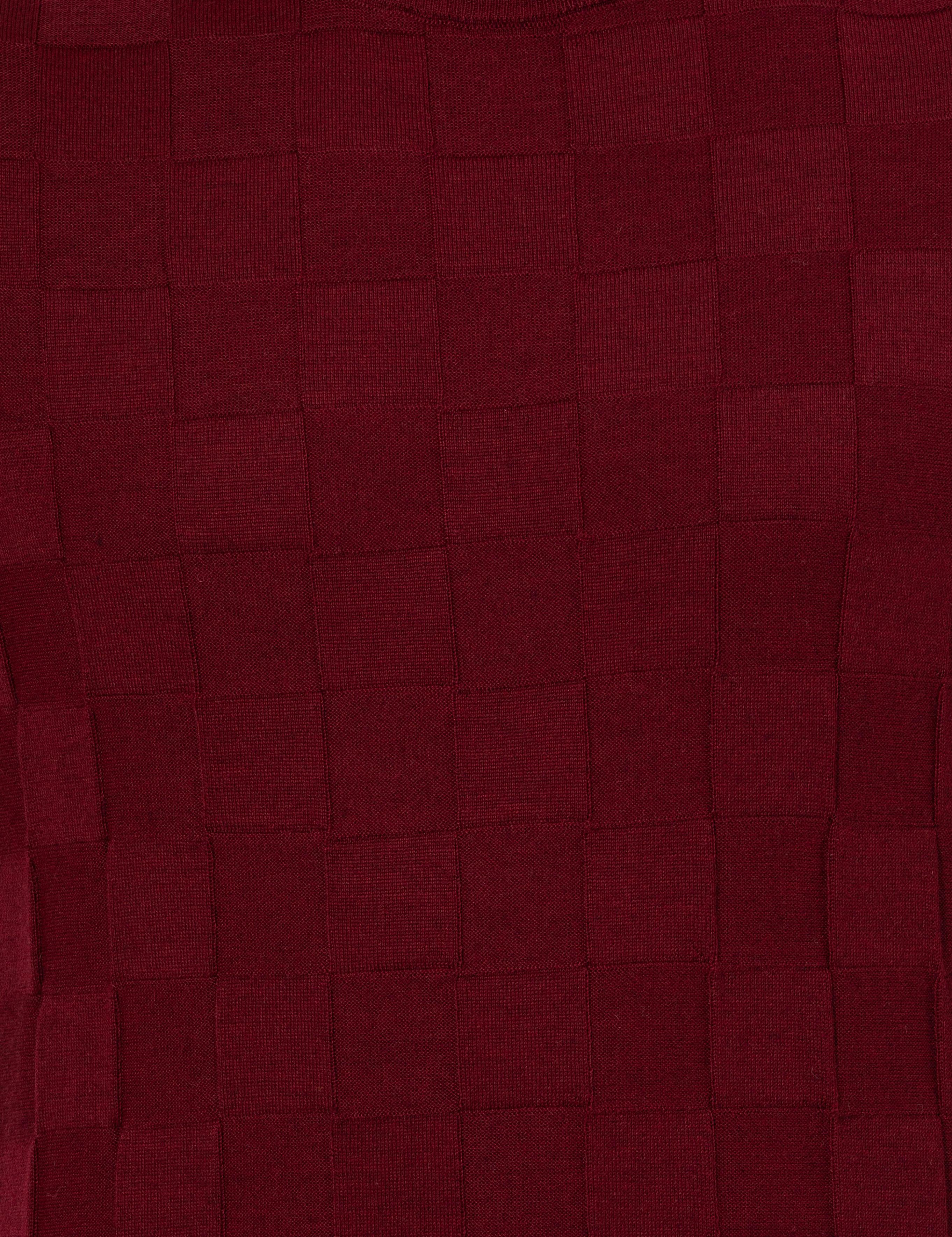 Bordo Slim Fit Yün Karışımlı Bisiklet Yaka Triko Kazak - 50258883057