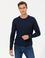 Lacivert Slim Fit Yün Karışımlı Bisiklet Yaka Triko Kazak