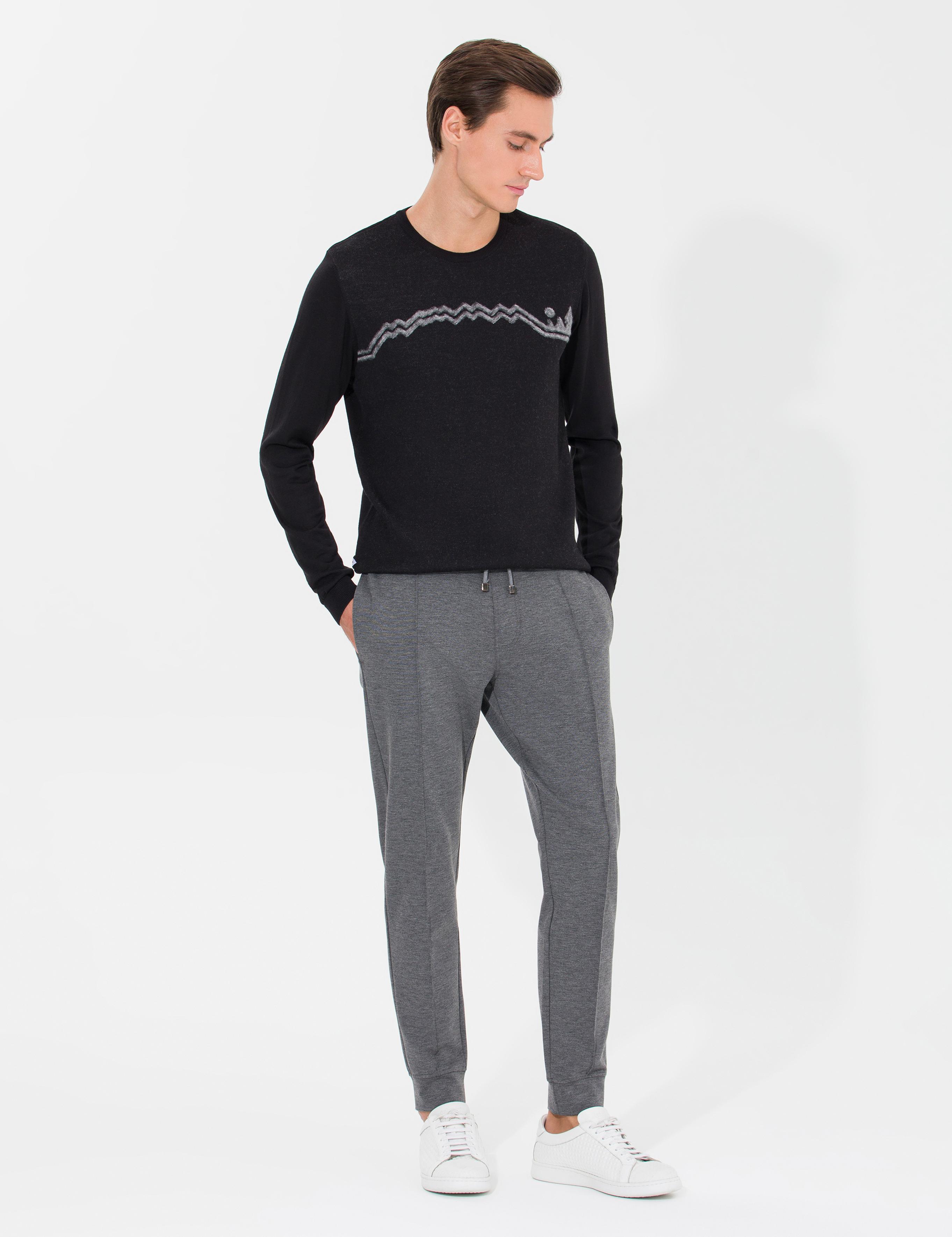 Siyah Slim Fit Bisiklet Yaka Triko Kazak - 50259268018
