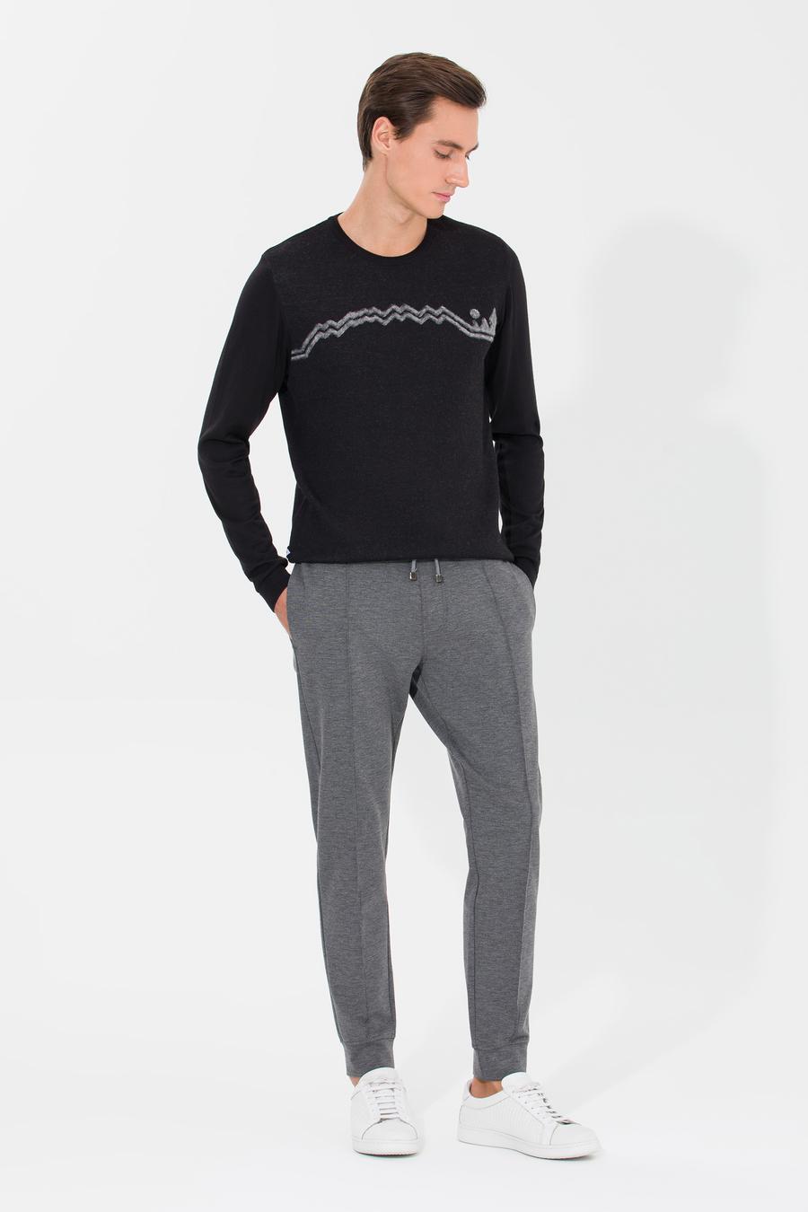 Siyah Slim Fit Bisiklet Yaka Triko Kazak - 50259268018