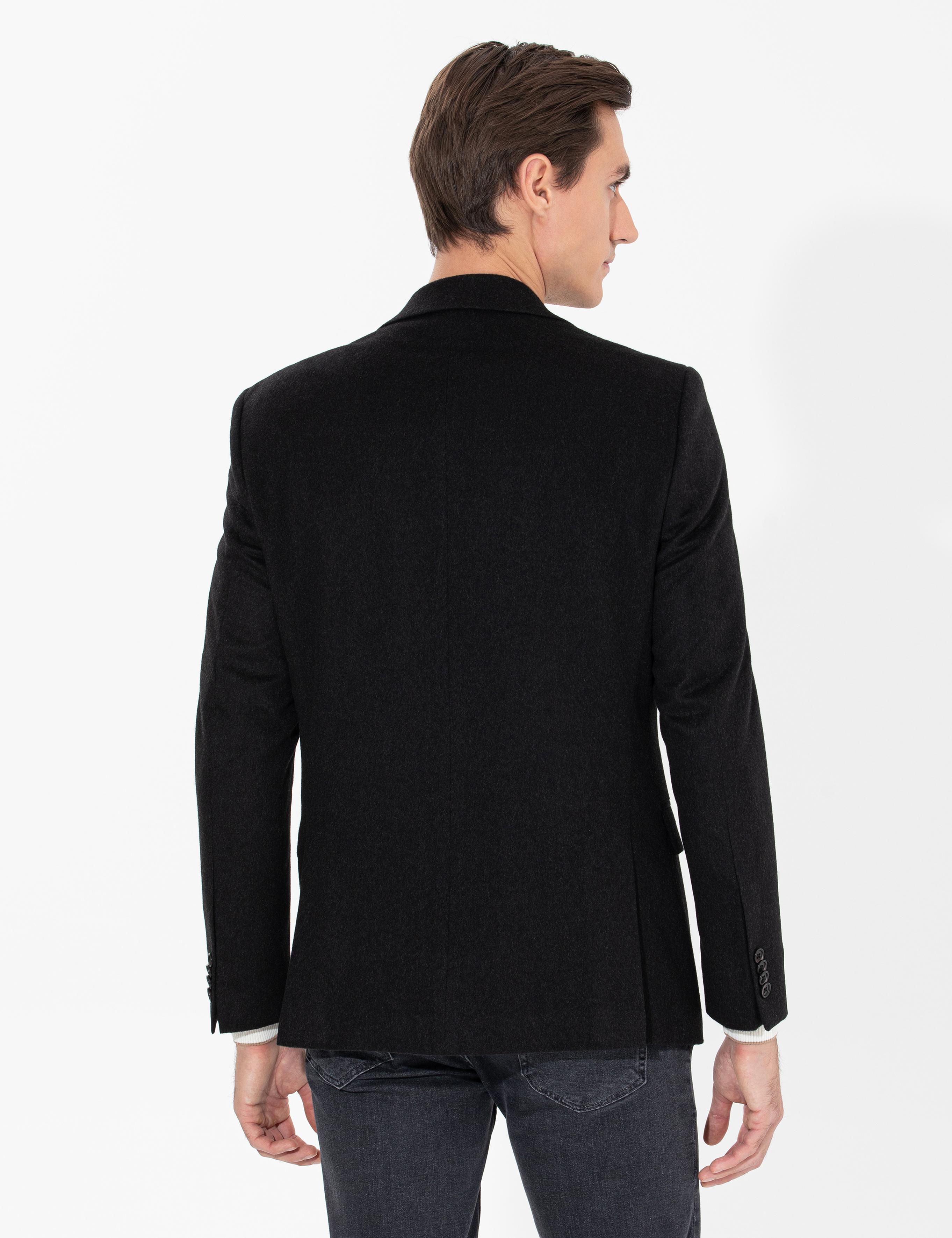 Siyah Slim Fit Kaşmir Ceket - 50258856077