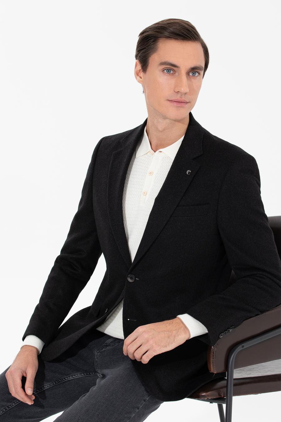 Siyah Slim Fit Kaşmir Ceket - 50258856077