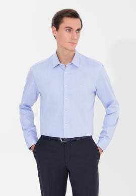 Açık Mavi Slim Fit Uzun Kollu Basic Gömlek