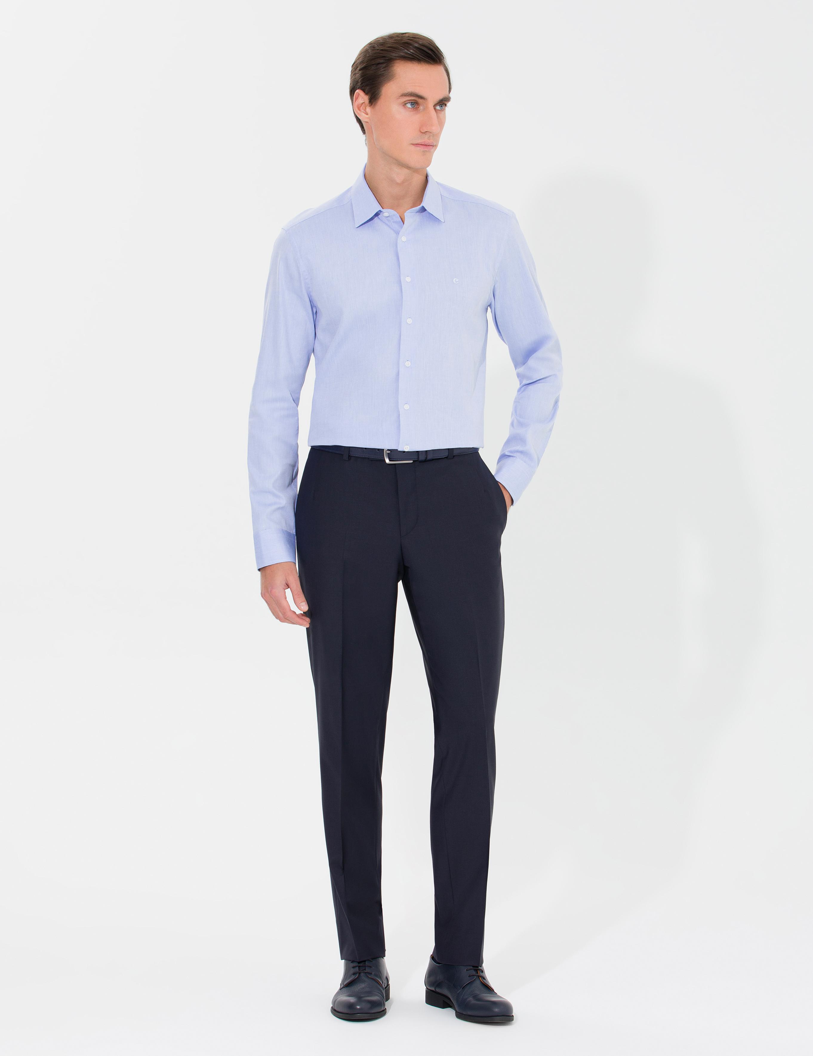 Açık Mavi Slim Fit Uzun Kollu Basic Gömlek - 50268926027