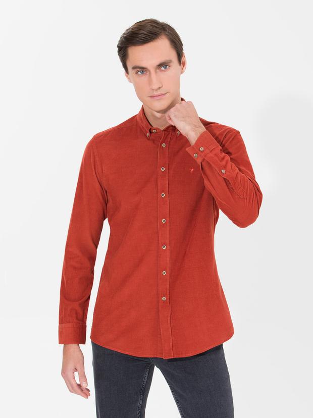 Kiremit Slim Fit Uzun Kollu Gömlek