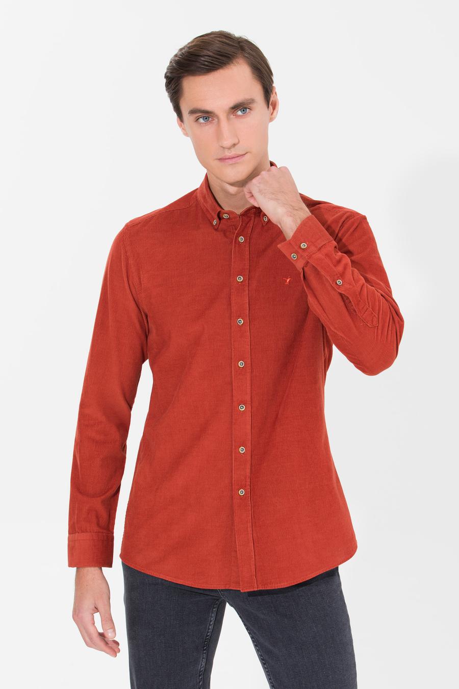 Kiremit Slim Fit Uzun Kollu Gömlek - 50257239354
