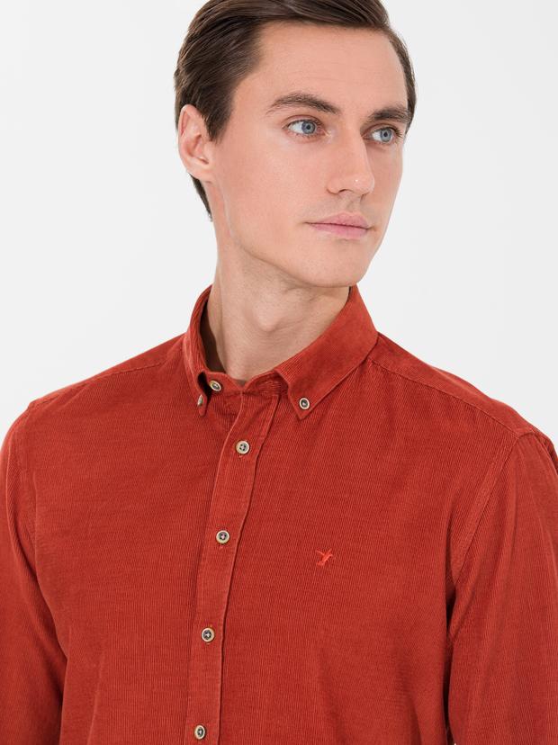 Kiremit Slim Fit Uzun Kollu Gömlek