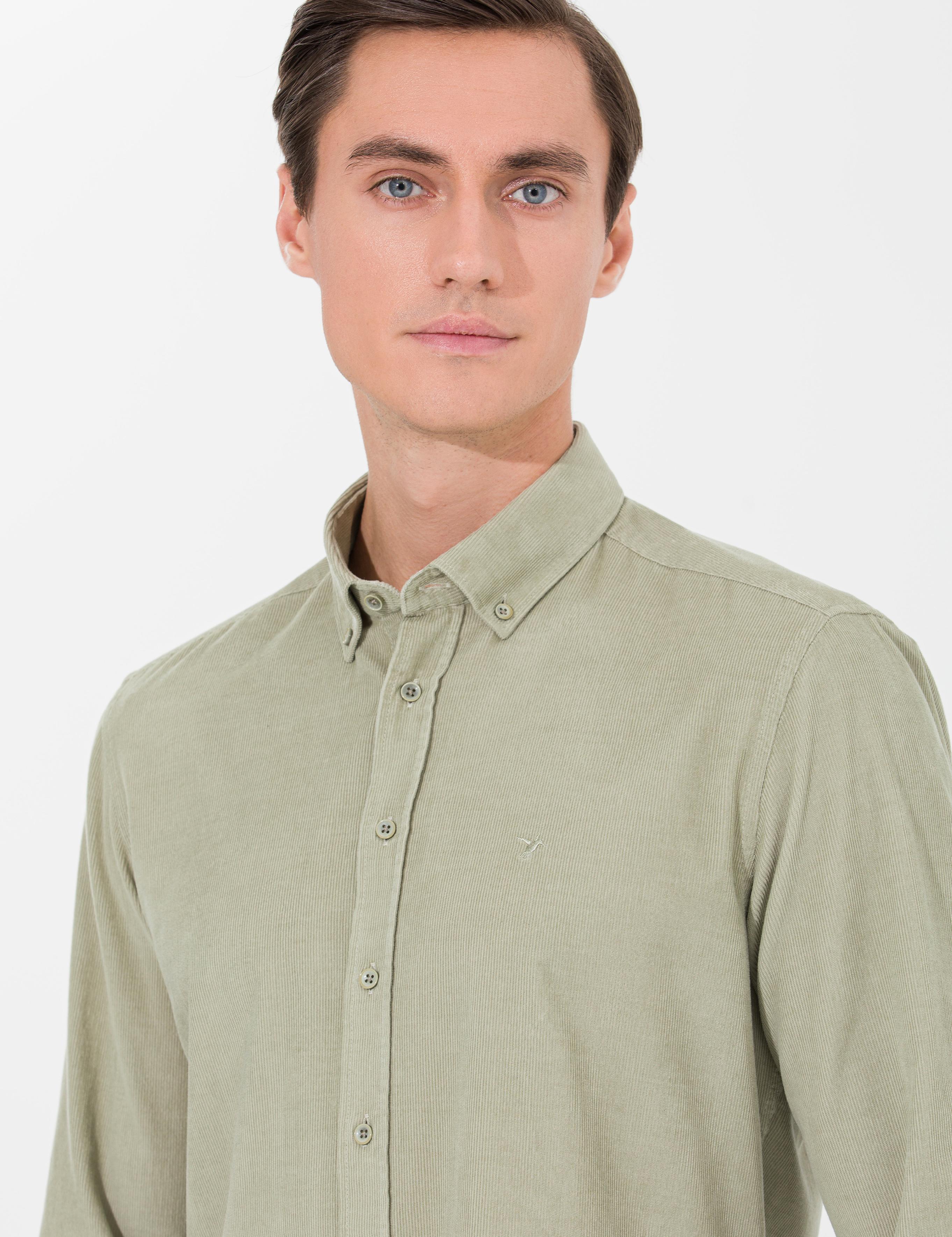 Su Yeşili Slim Fit Uzun Kollu Gömlek - 50257239365