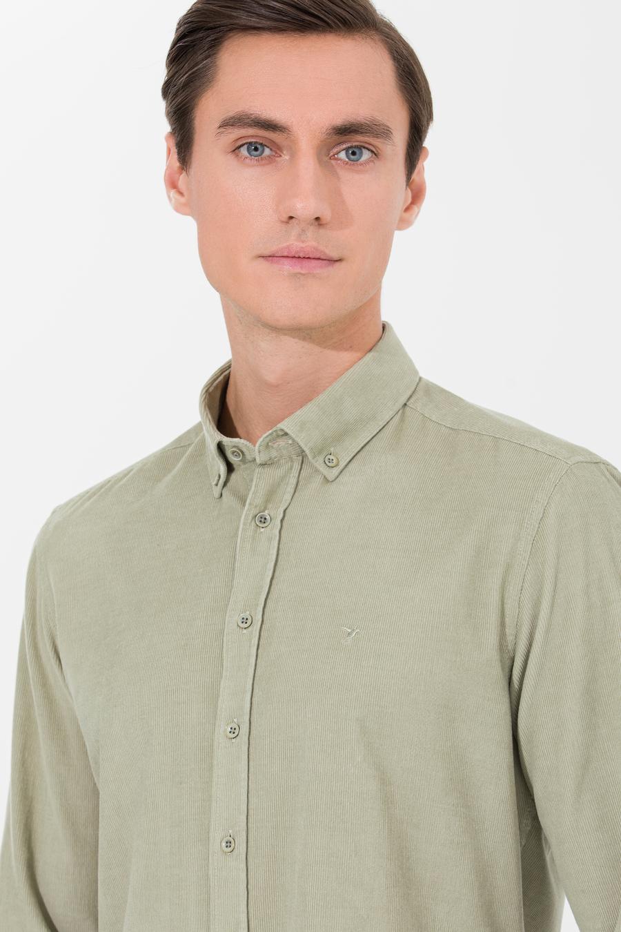 Su Yeşili Slim Fit Uzun Kollu Gömlek - 50257239365