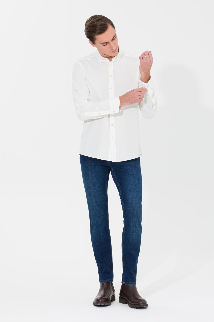 Ekru Slim Fit Uzun Kollu Gömlek - 50262889082