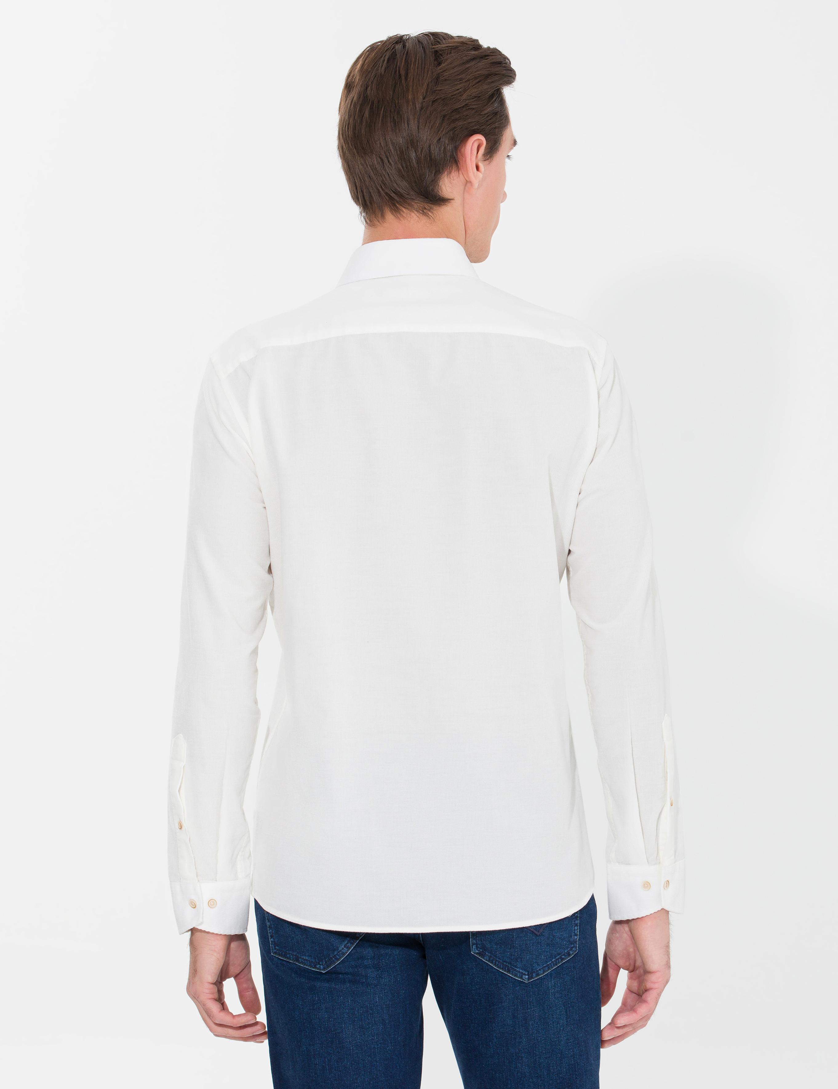 Ekru Slim Fit Uzun Kollu Gömlek - 50262889082