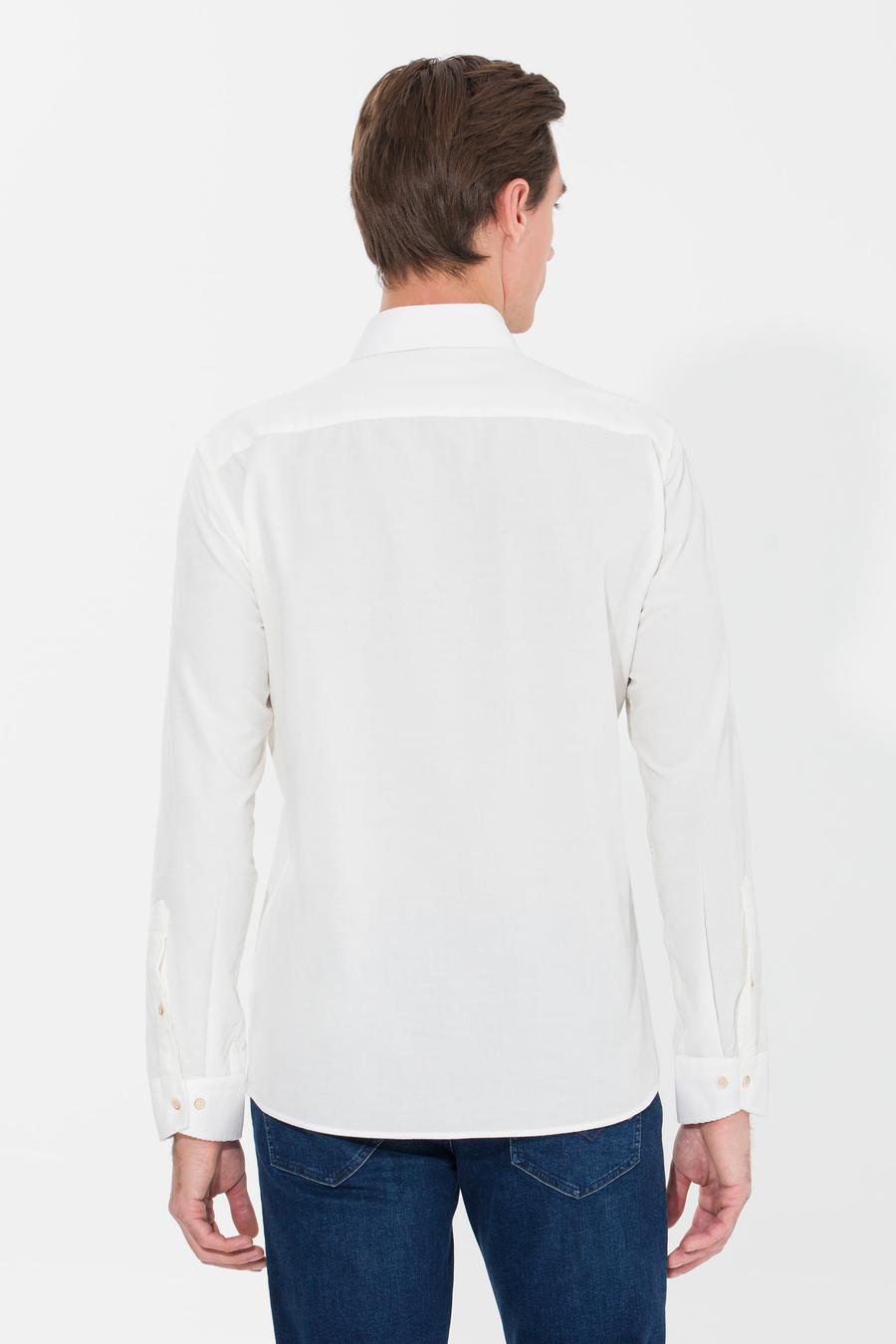 Ekru Slim Fit Uzun Kollu Gömlek - 50262889082