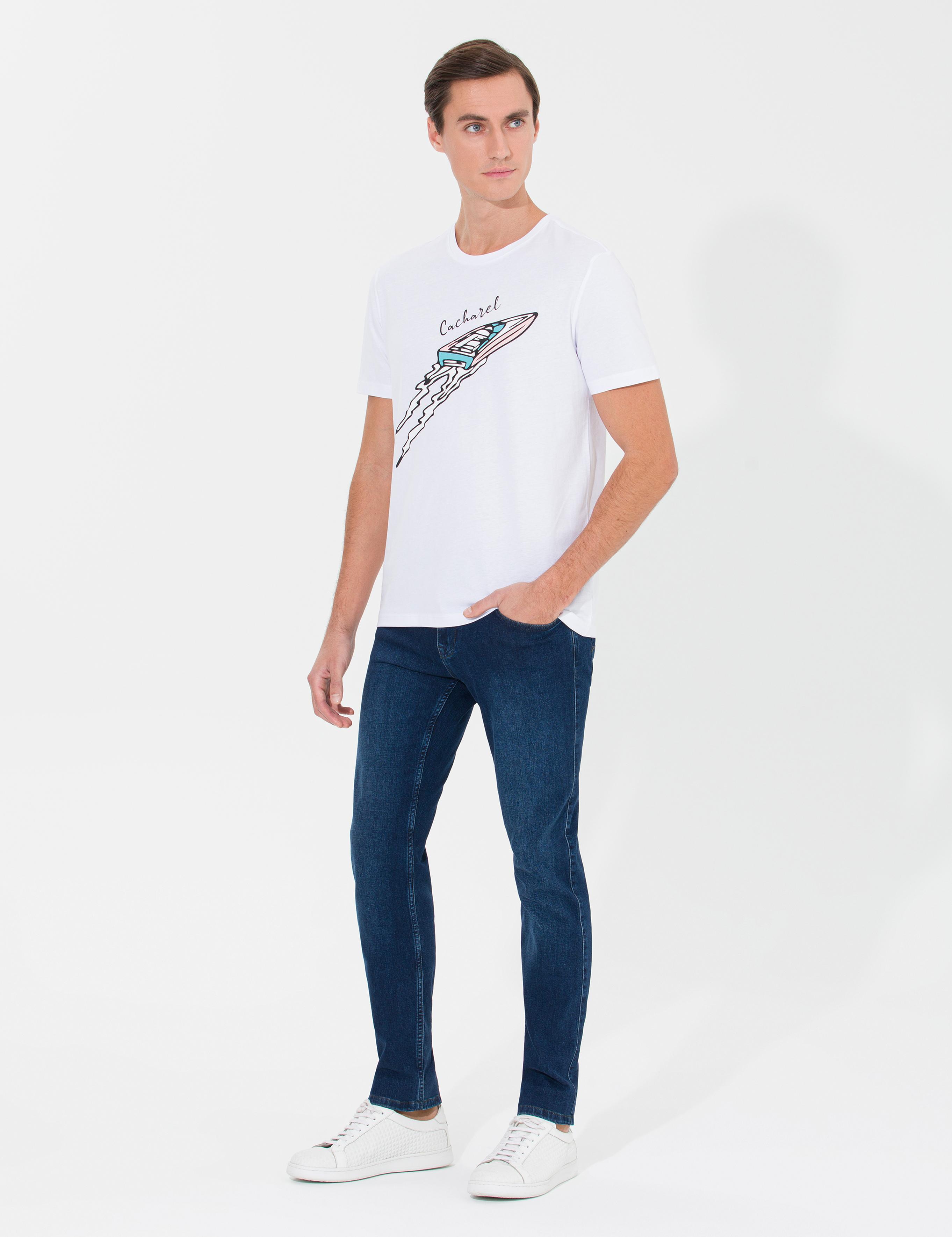 Beyaz Bisiklet Yaka Slim Fit T-Shirt - 50266515002