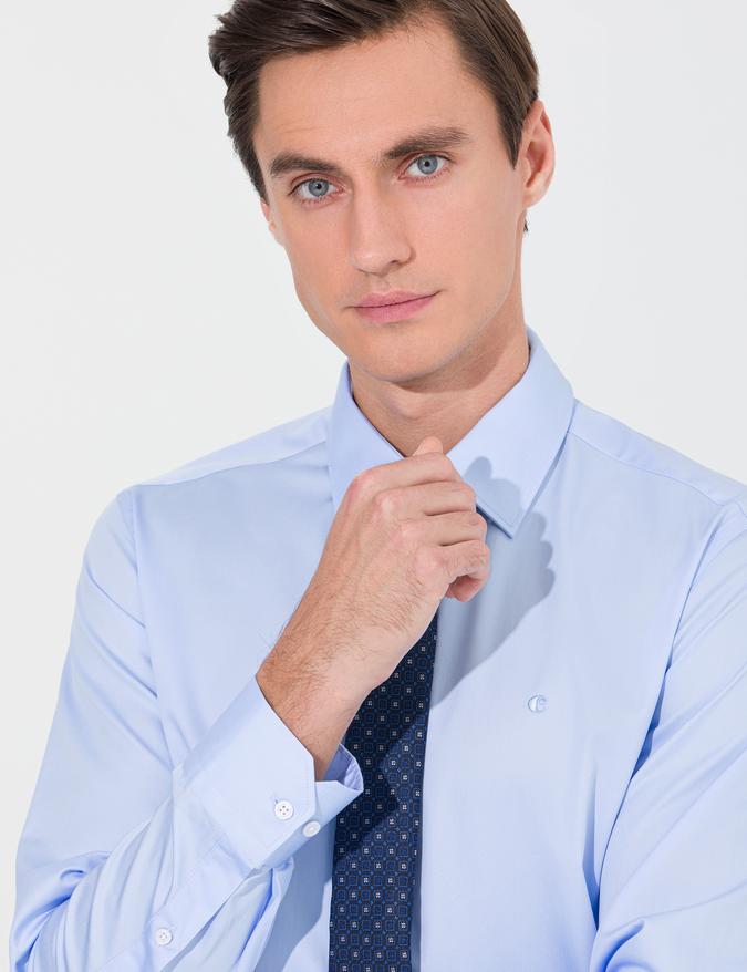 Mavi Slim Fit Uzun Kollu Basic Gömlek
