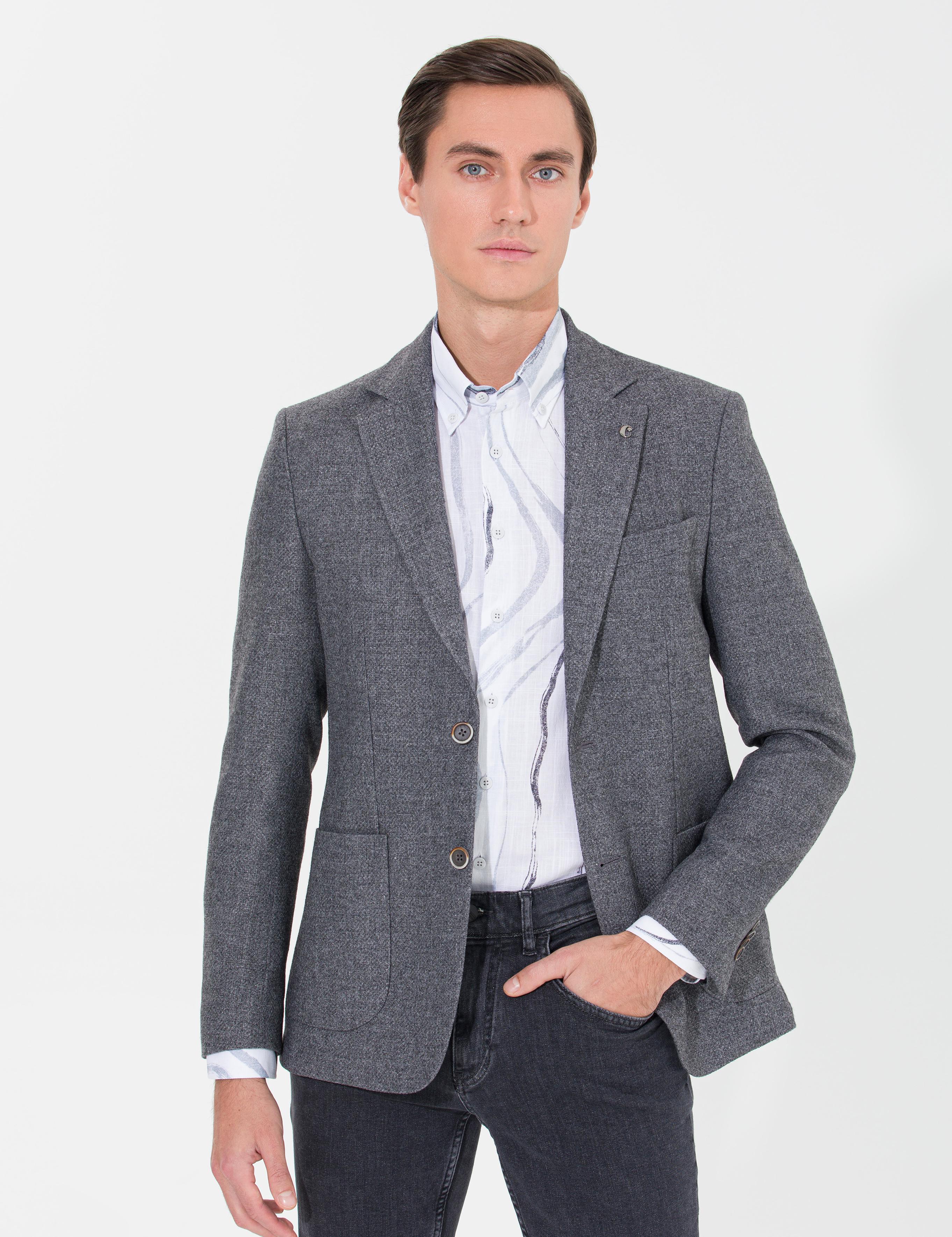 Antrasit Slim Fit Ceket - 50260594224