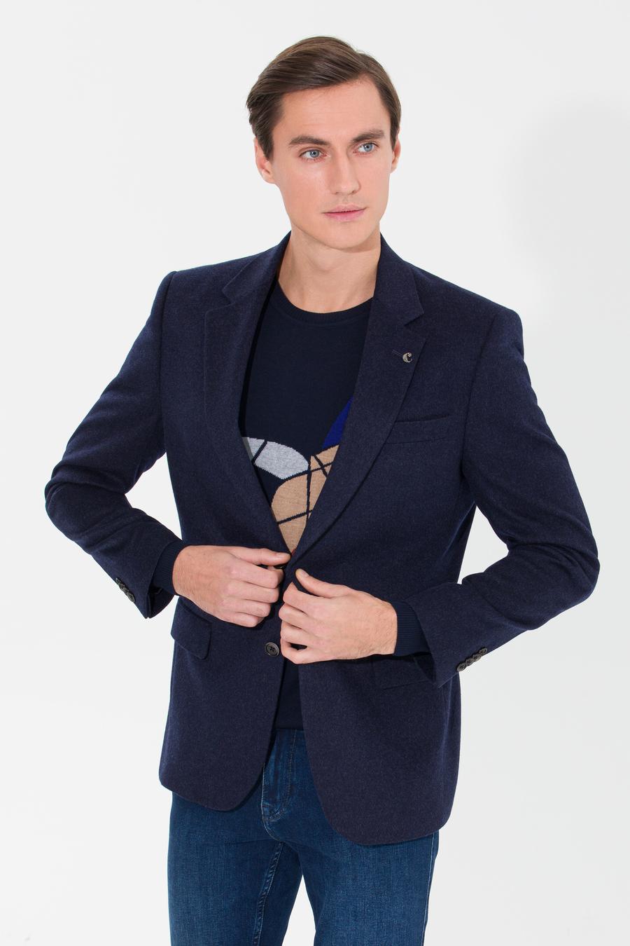 Lacivert Slim Fit Kaşmir Ceket - 50258856047