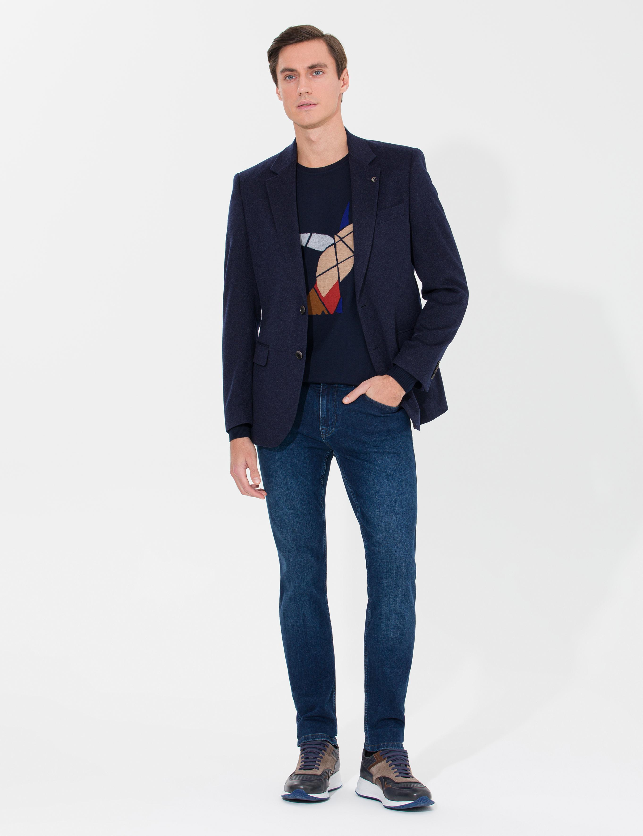 Lacivert Slim Fit Kaşmir Ceket - 50258856047
