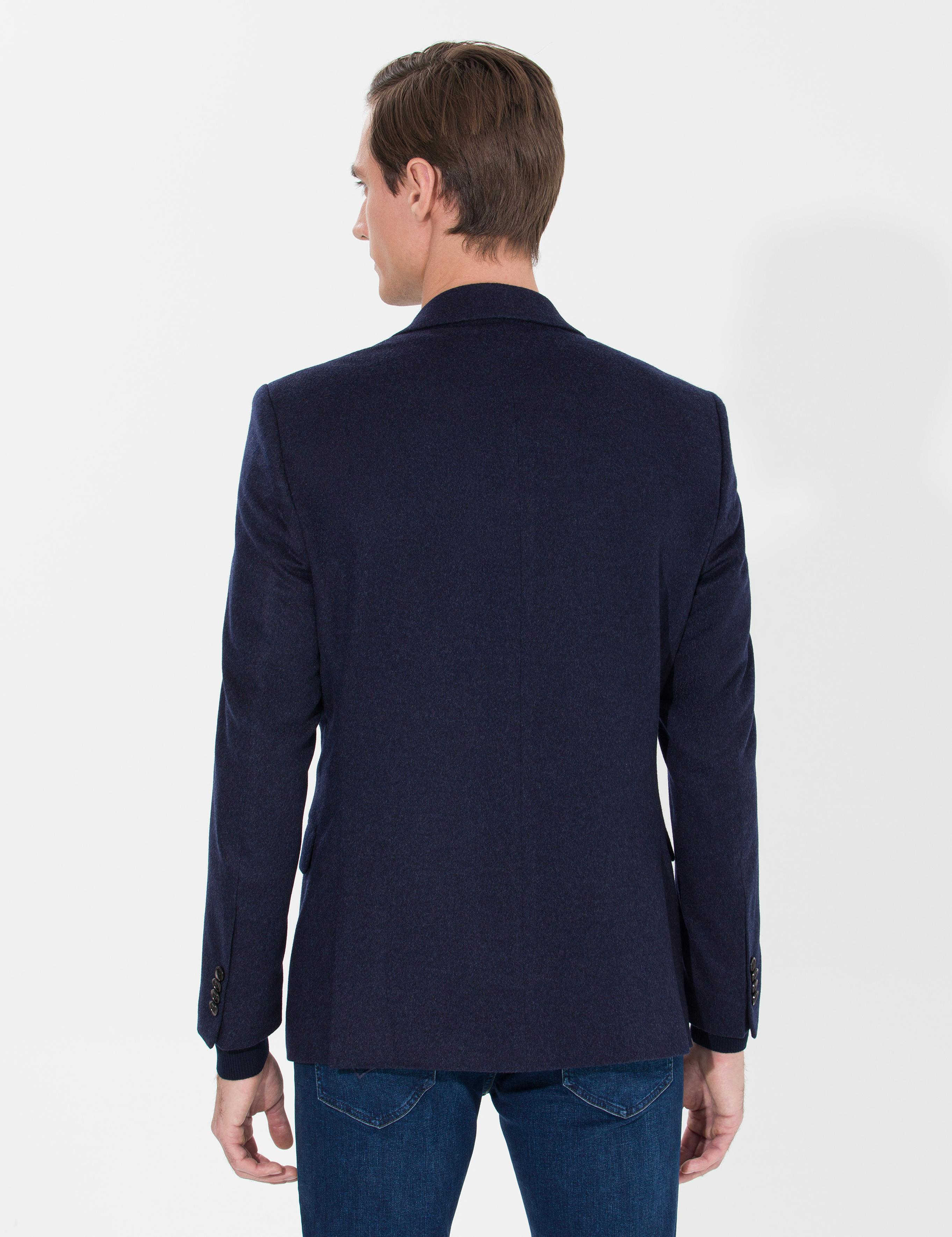 Lacivert Slim Fit Kaşmir Ceket - 50258856047