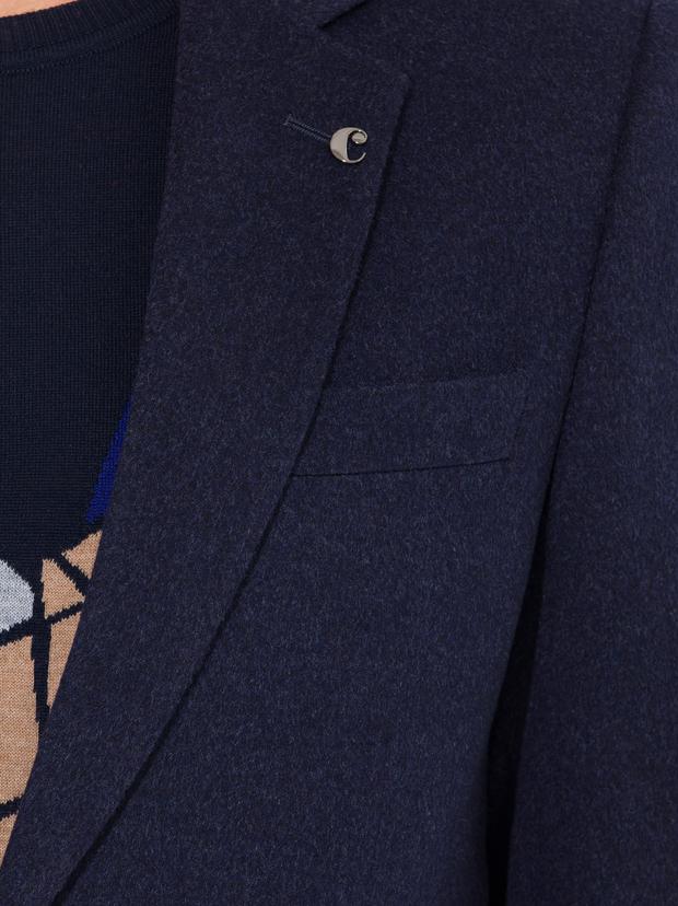Lacivert Slim Fit Kaşmir Ceket