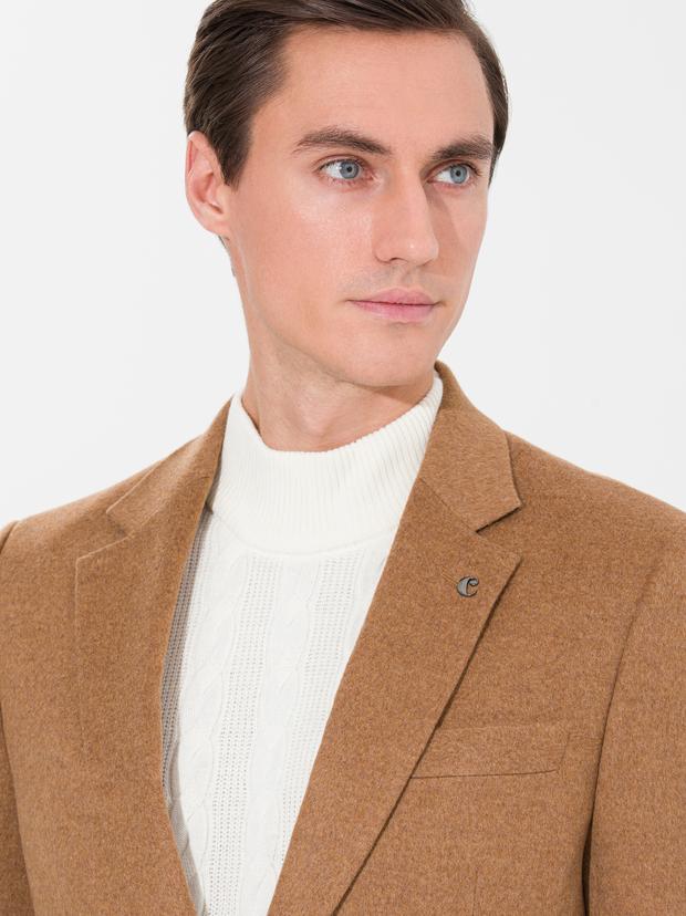 Camel Slim Fit Kaşmir Ceket