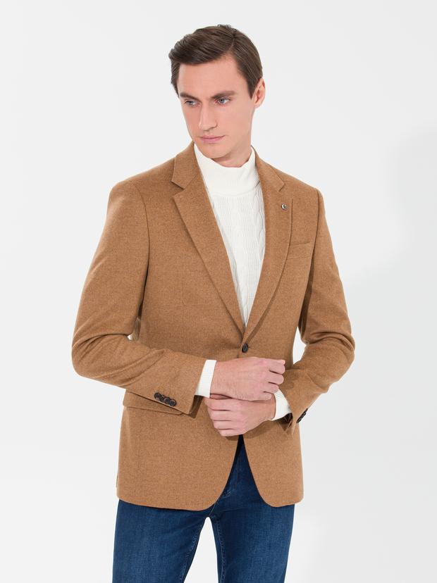 Camel Slim Fit Kaşmir Ceket