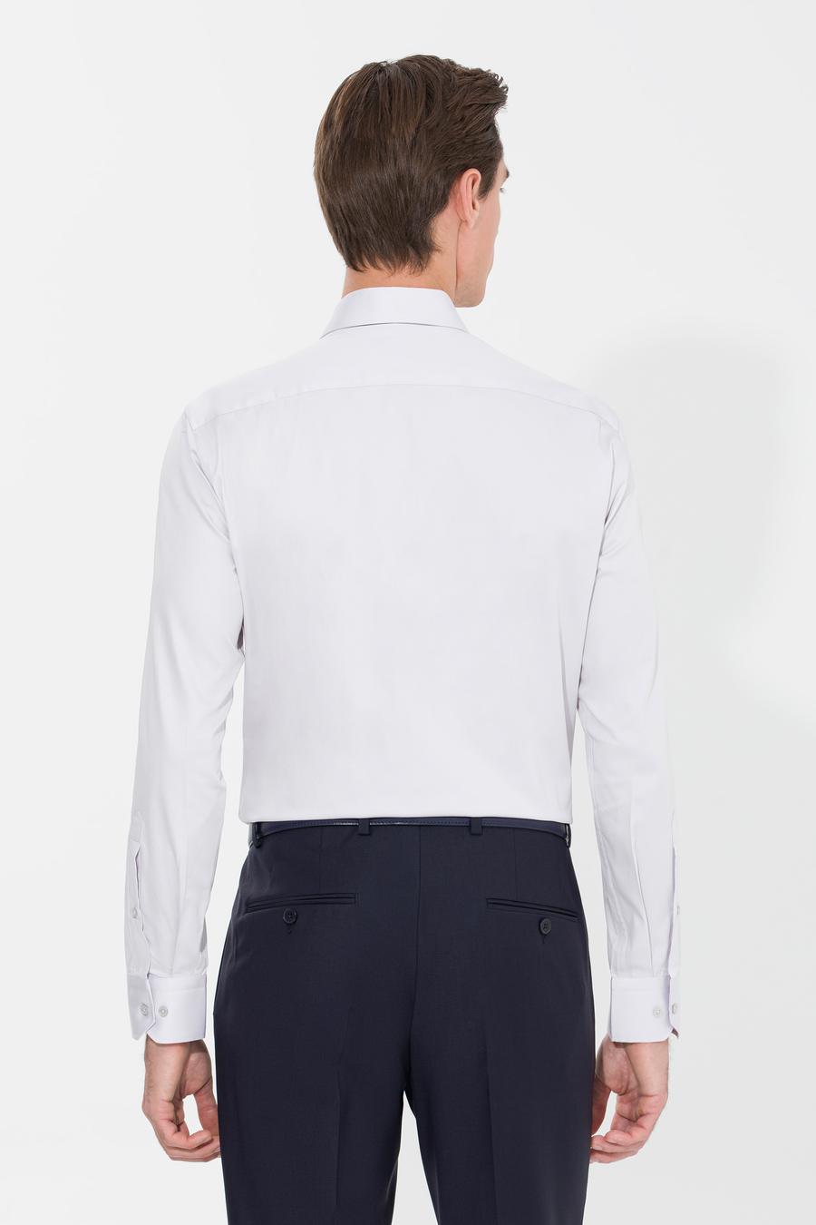 Açık Gri Slim Fit Uzun Kollu Basic Gömlek - 50268503091