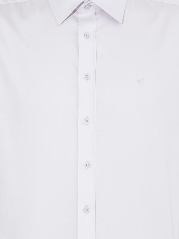 Açık Gri Slim Fit Uzun Kollu Basic Gömlek