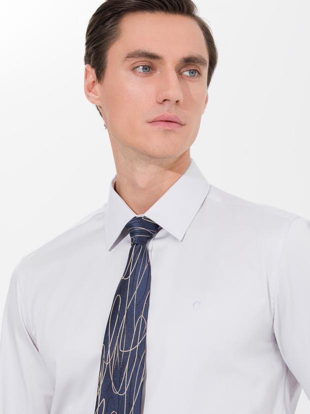 Açık Gri Slim Fit Uzun Kollu Basic Gömlek