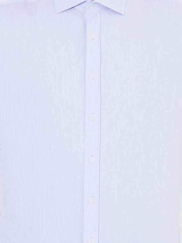 Açık Mavi Slim Fit Uzun Kollu Basic Gömlek