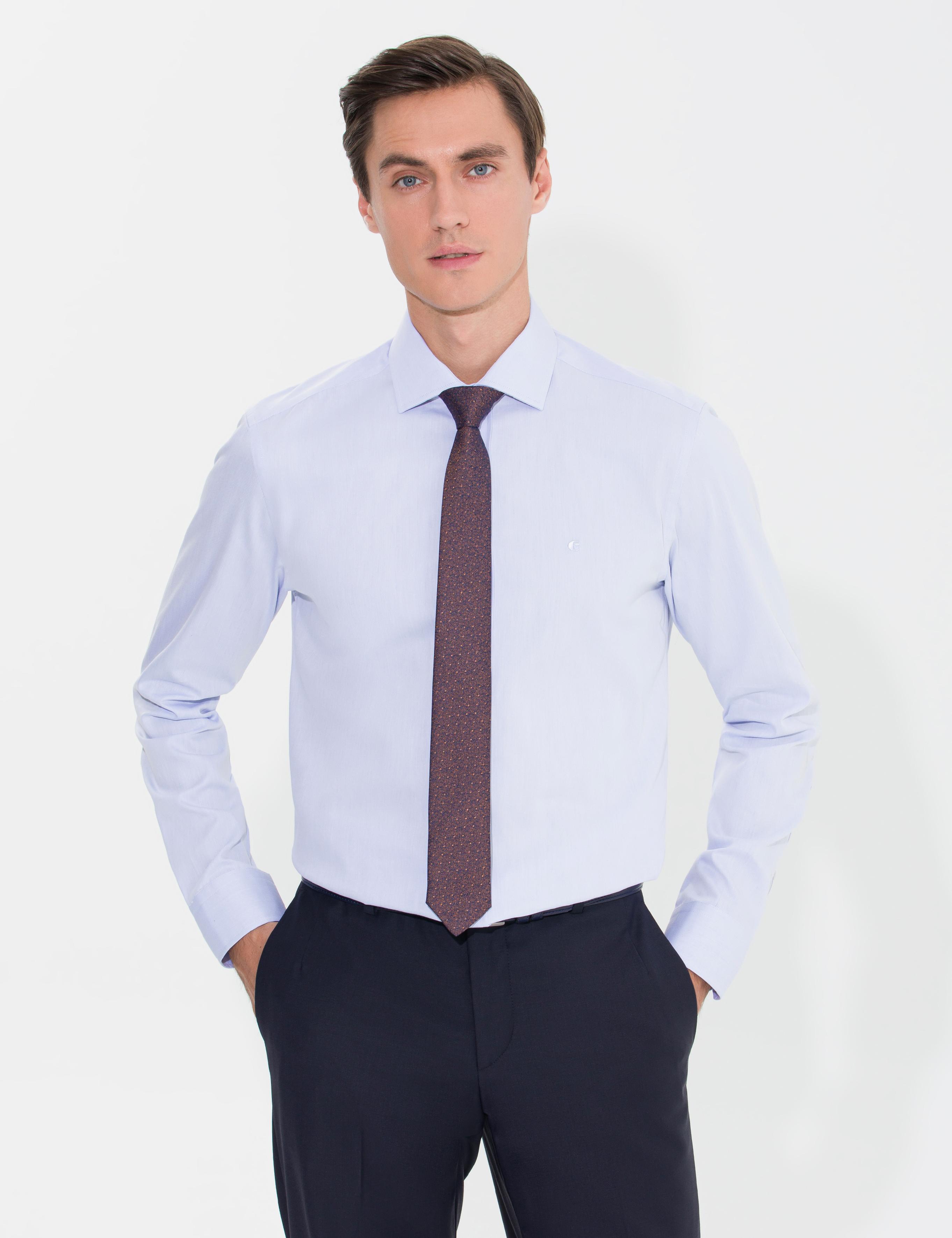 Açık Mavi Slim Fit Uzun Kollu Basic Gömlek - 50269714020