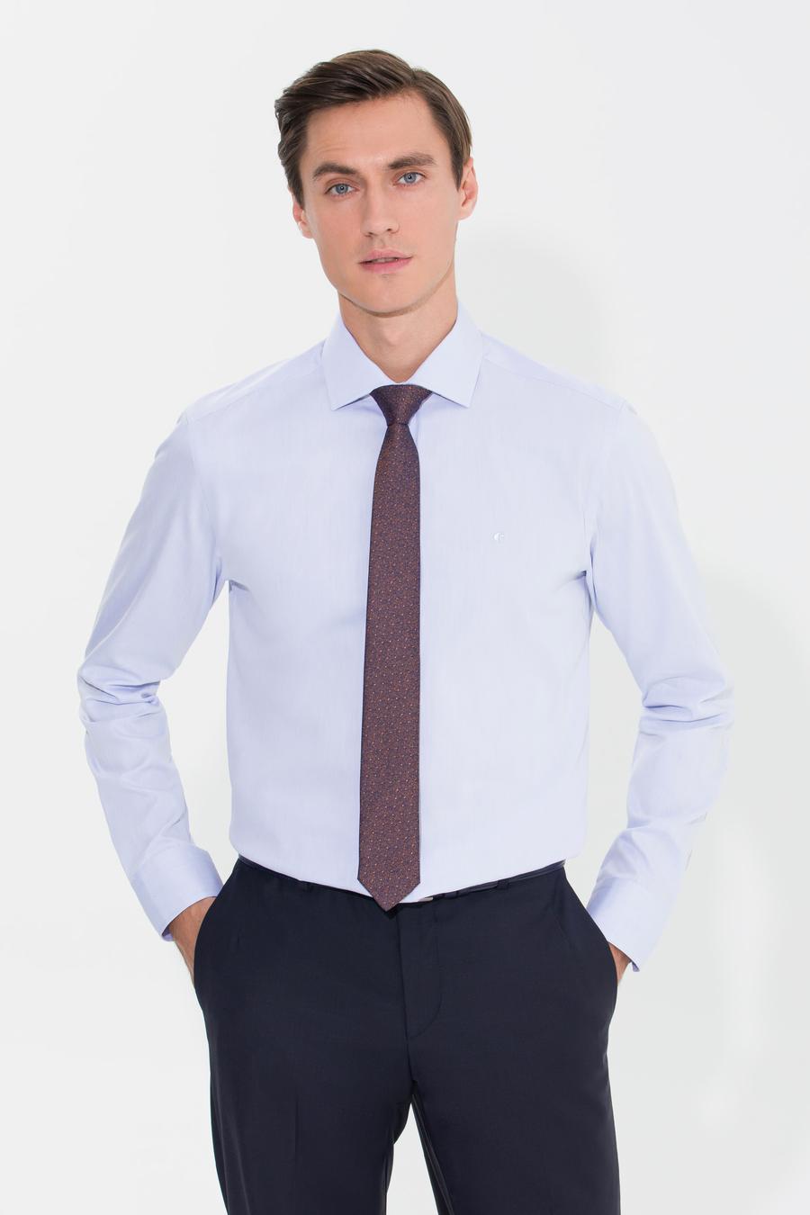 Açık Mavi Slim Fit Uzun Kollu Basic Gömlek - 50269714020