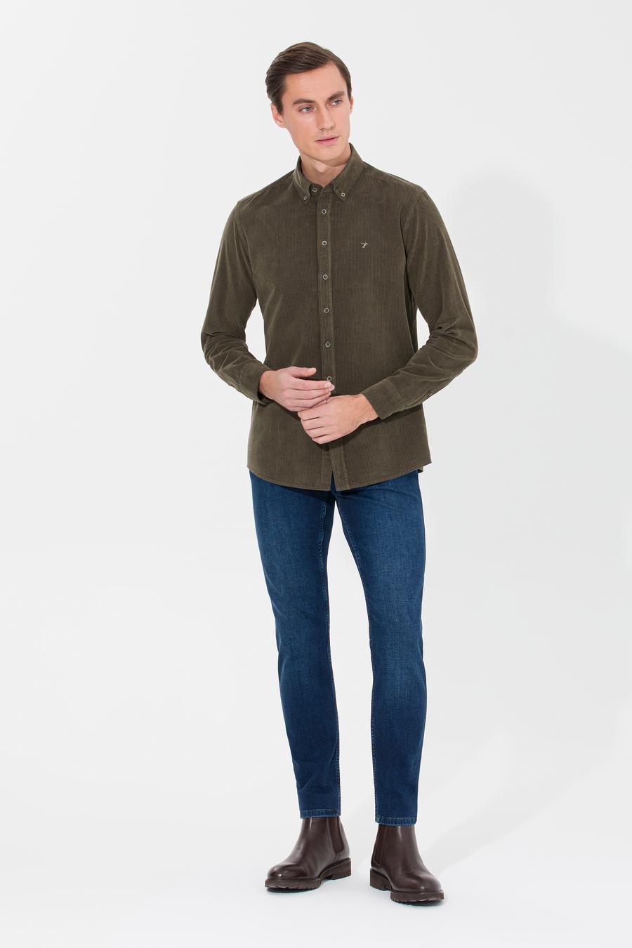 Haki Slim Fit Uzun Kollu Gömlek - 50262889068