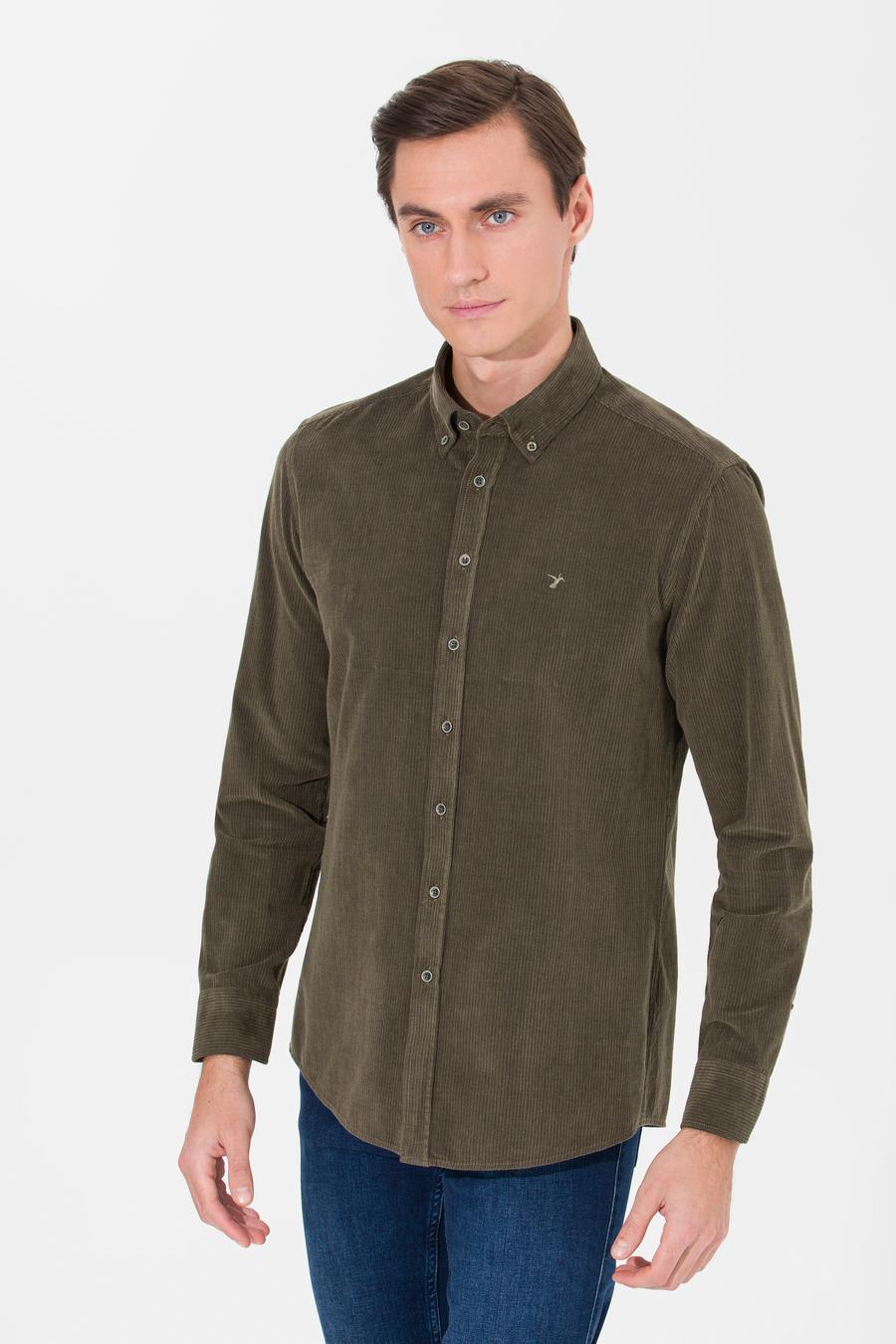 Haki Slim Fit Uzun Kollu Gömlek - 50262889068