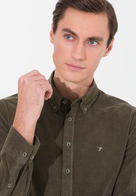 Haki Slim Fit Uzun Kollu Gömlek