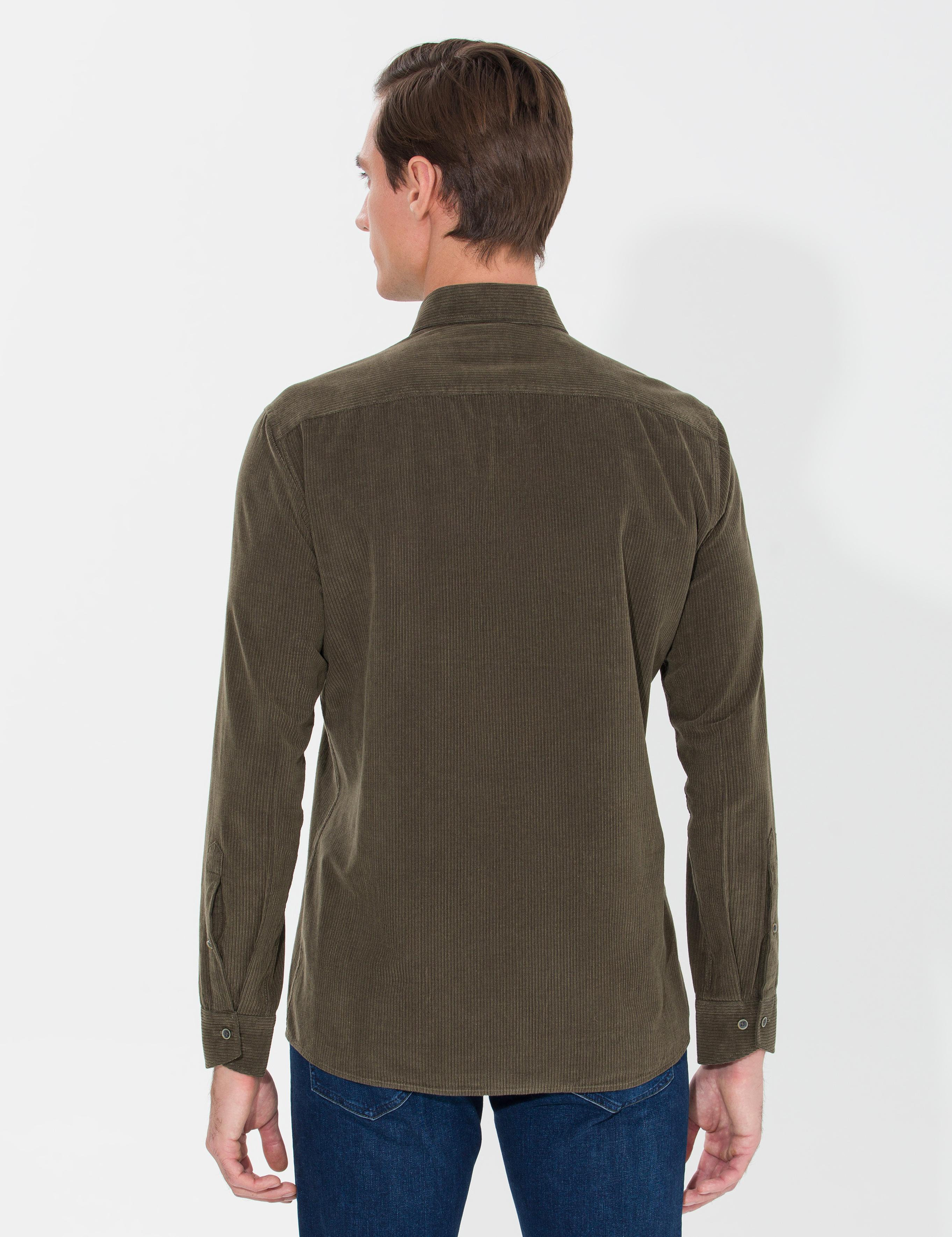 Haki Slim Fit Uzun Kollu Gömlek - 50262889068