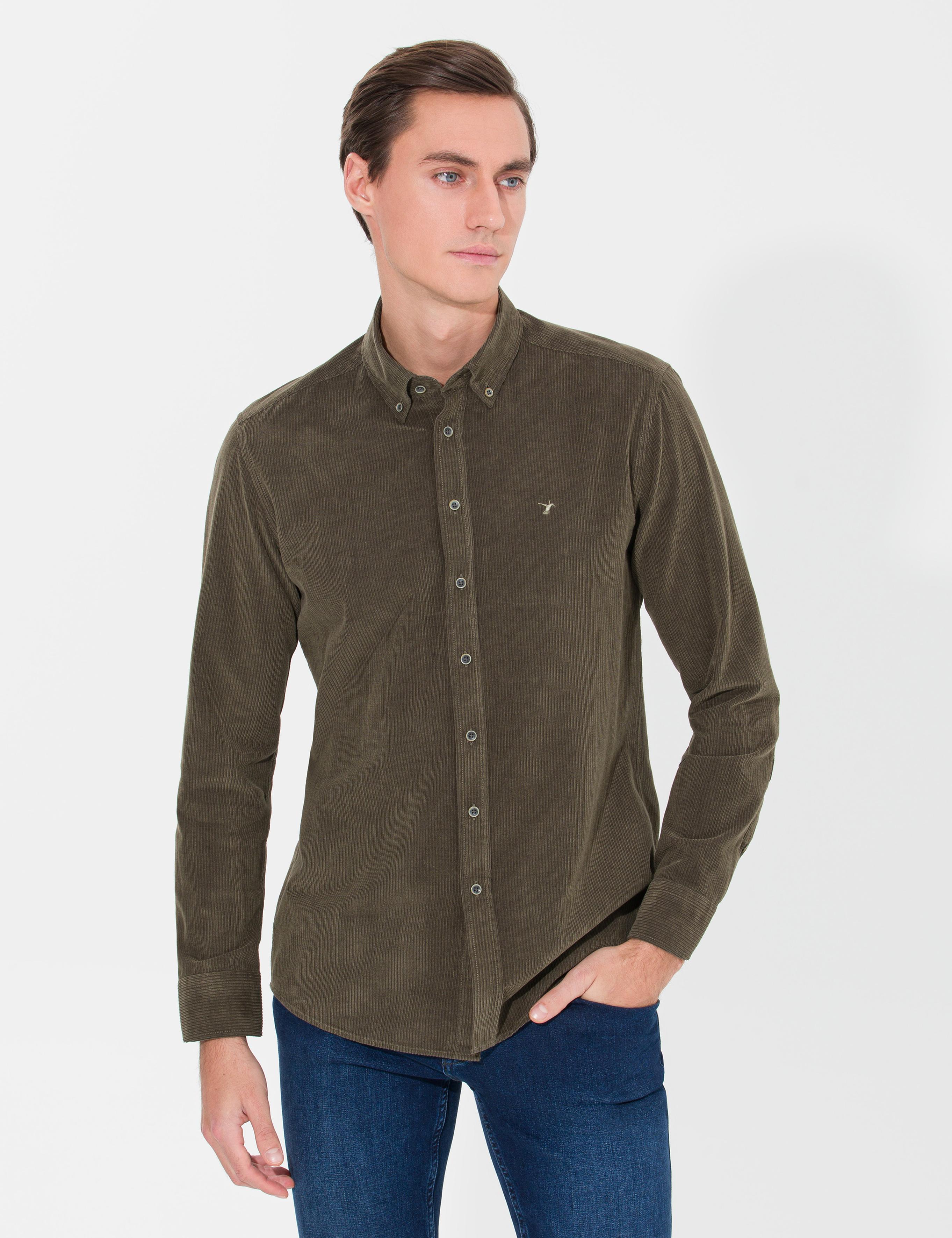 Haki Slim Fit Uzun Kollu Gömlek - 50262889068