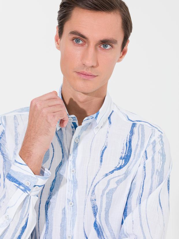 Açık Mavi Slim Fit Uzun Kollu Gömlek
